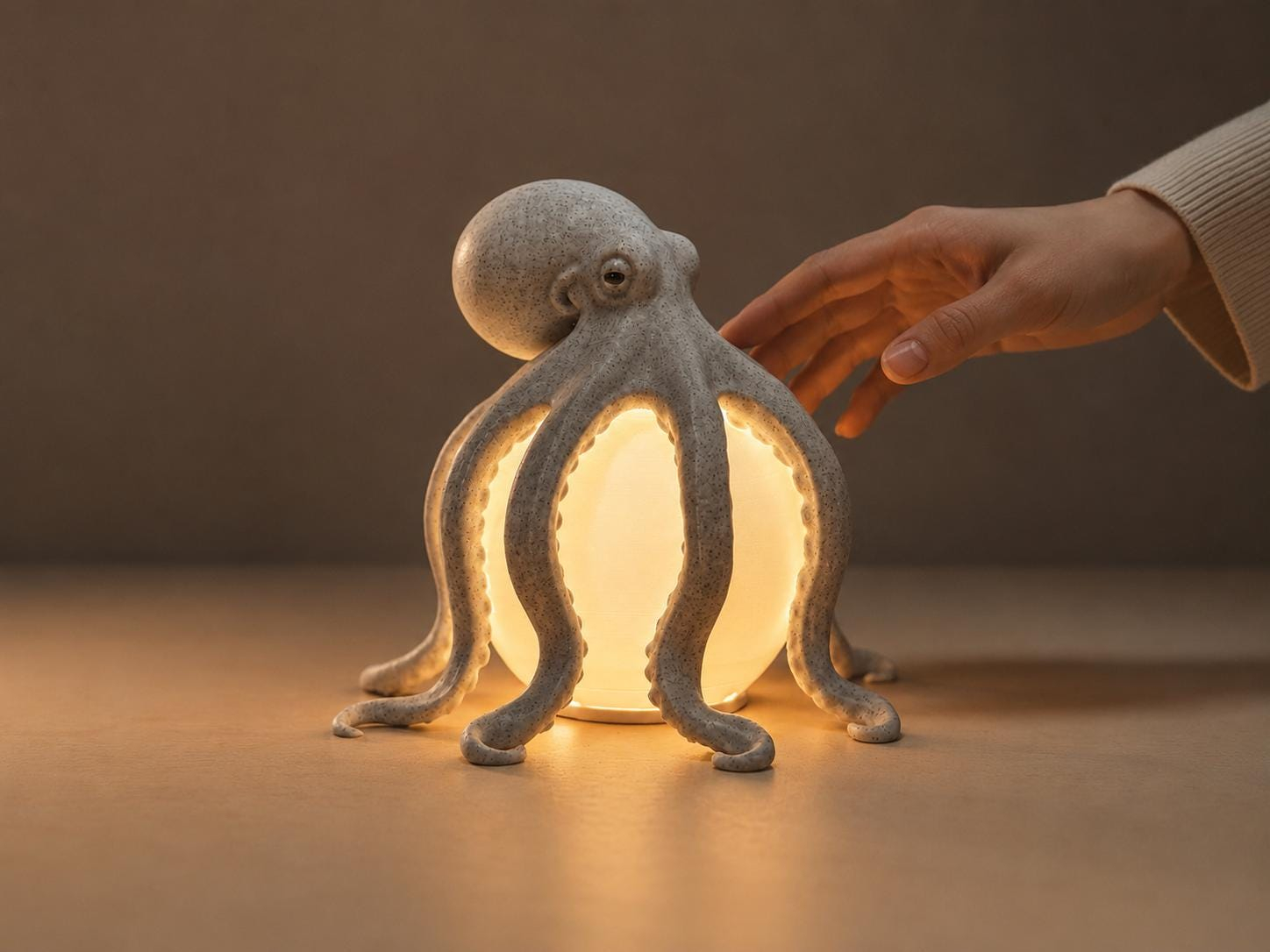 🐙 Textured Octopus Sculpture Table Lamp | Coastal Ocean Themed Warm Glow Accent Night Light