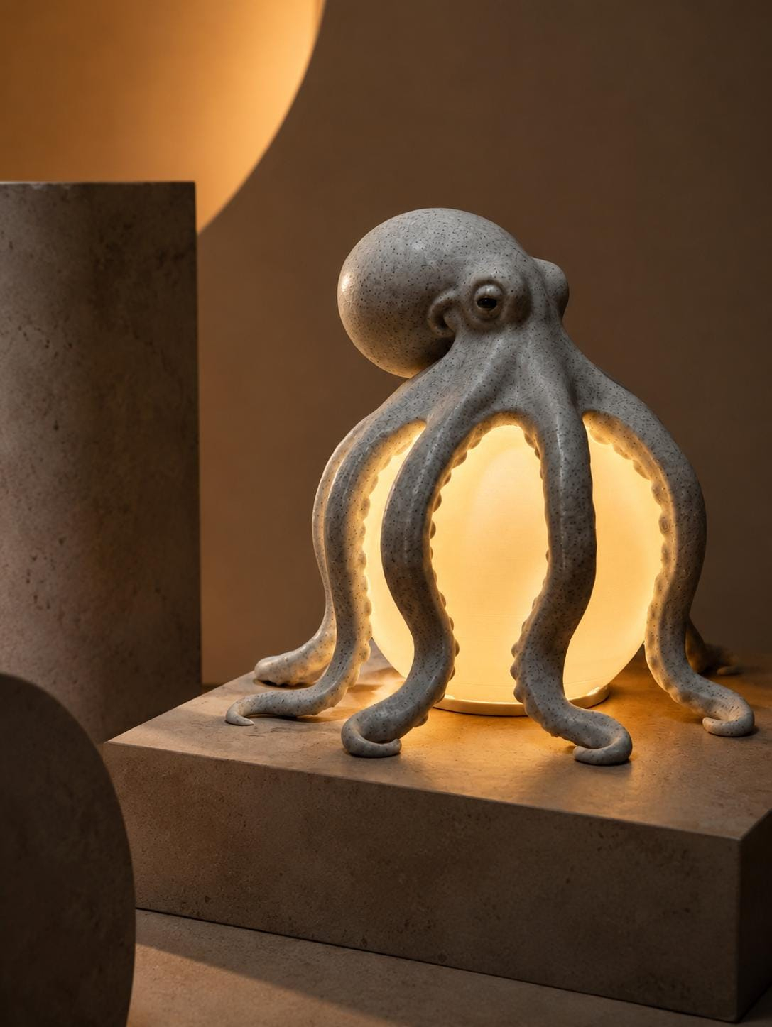 🐙 Textured Octopus Sculpture Table Lamp | Coastal Ocean Themed Warm Glow Accent Night Light
