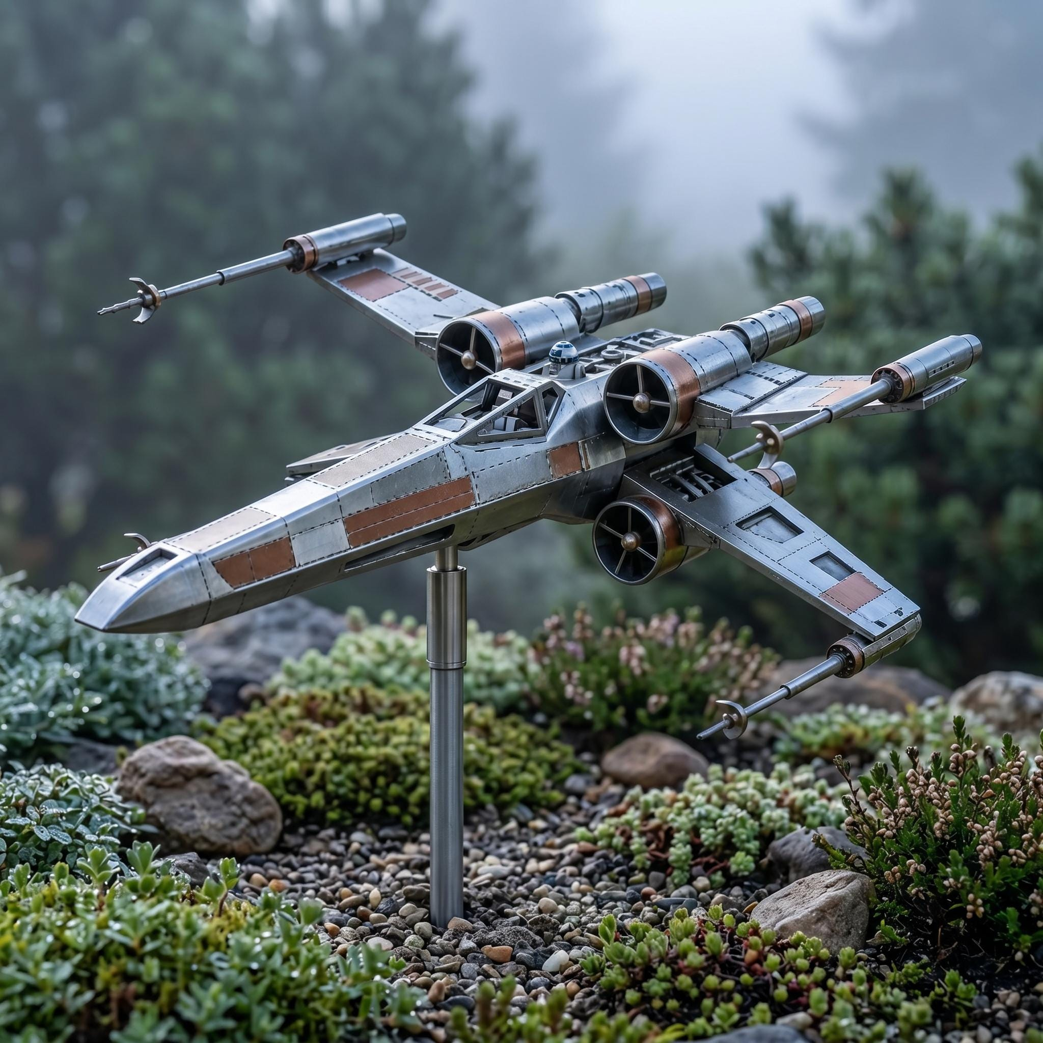 ✨ Star Wars X-Wing Starfighter Metal Wind Spinner | Sci-Fi Fan Outdoor Garden Kinetic Yard Decor