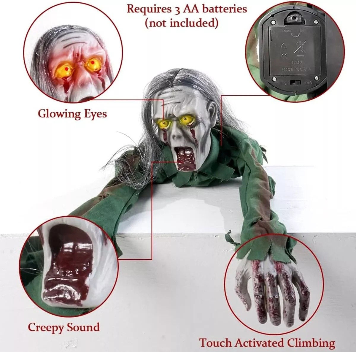 👻 Animated Crawling Zombie Halloween Touch Activated Haunted House Prop