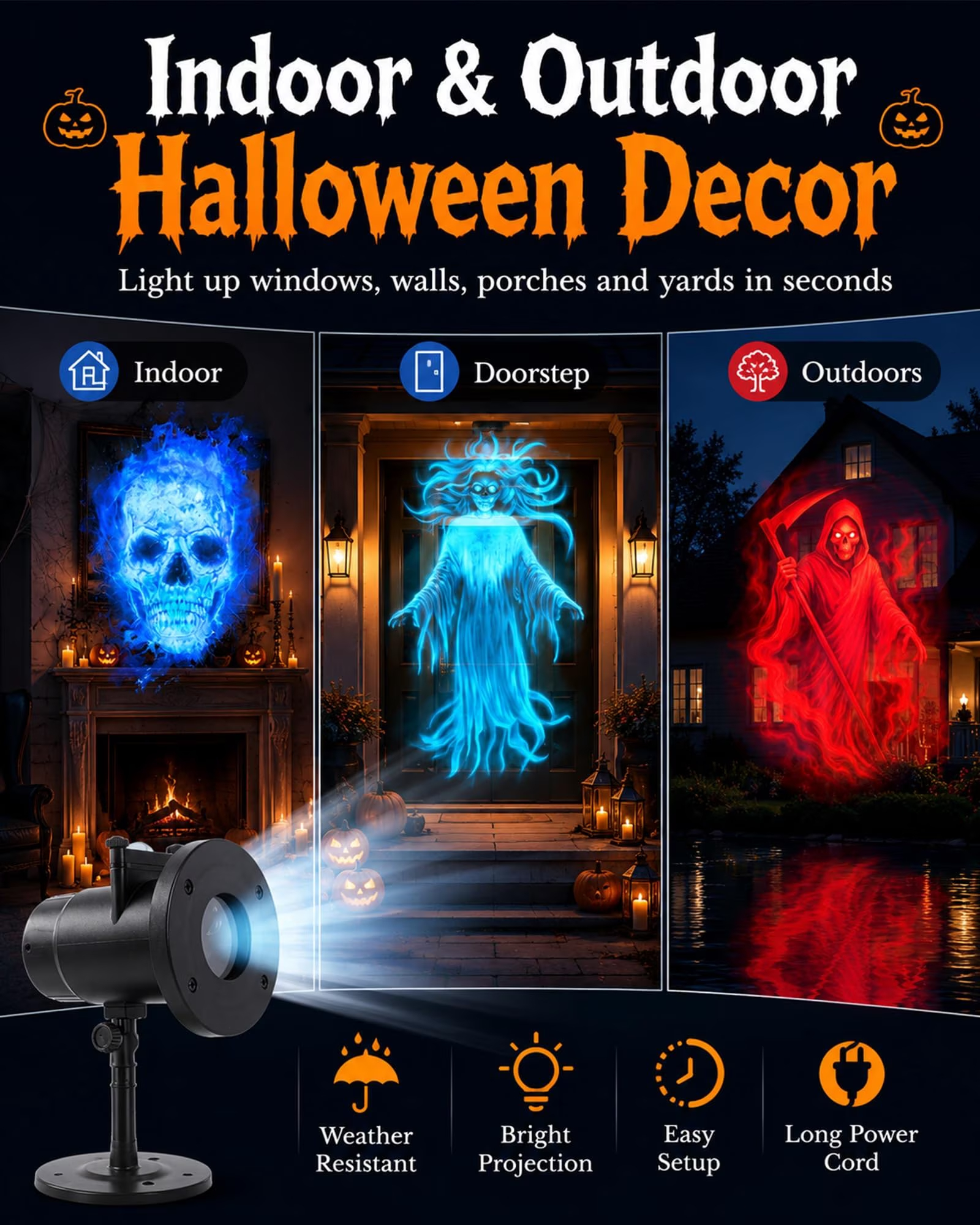 👻 Halloween Ghost Projector Light Outdoor Holiday Projection Lamp