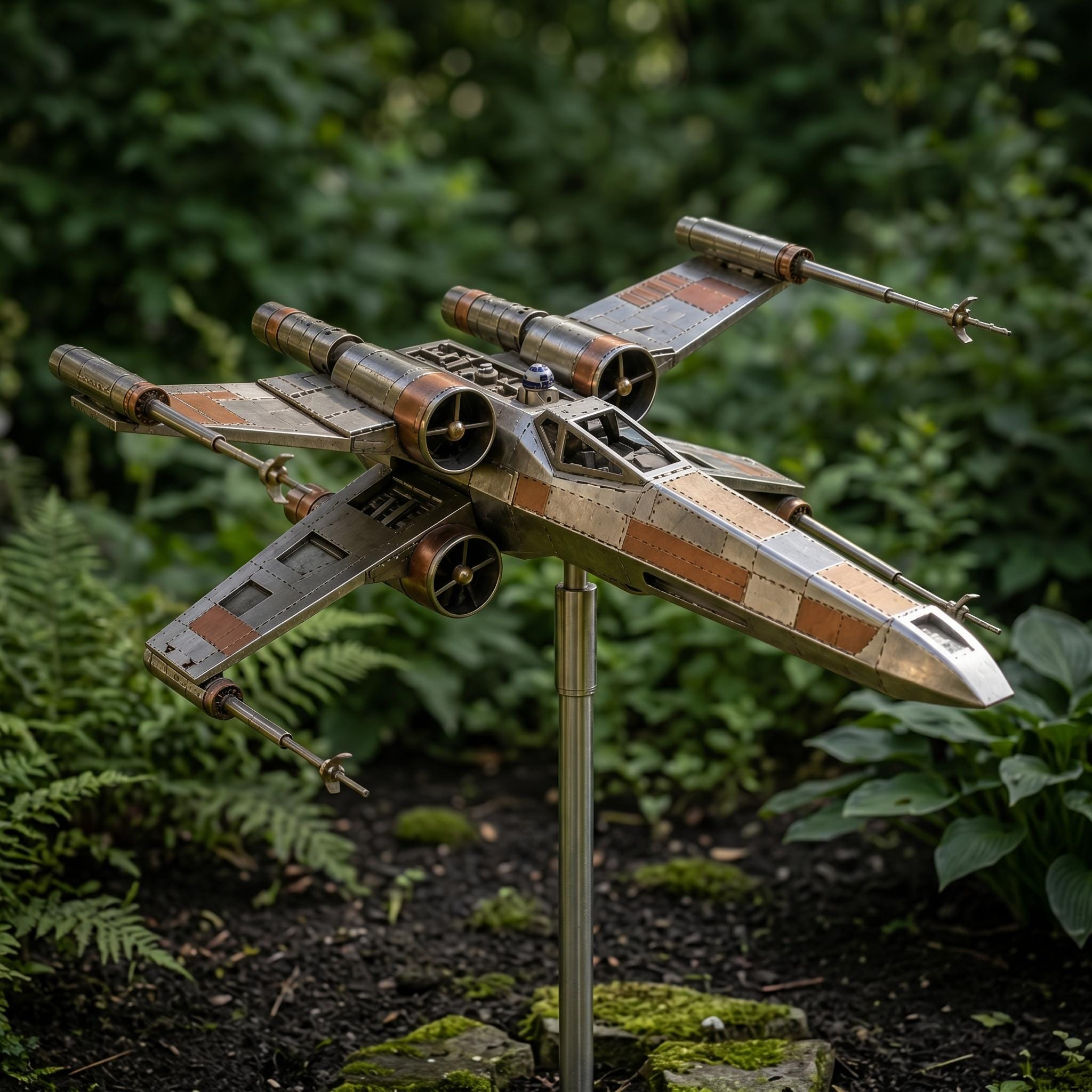 ✨ Star Wars X-Wing Starfighter Metal Wind Spinner | Sci-Fi Fan Outdoor Garden Kinetic Yard Decor
