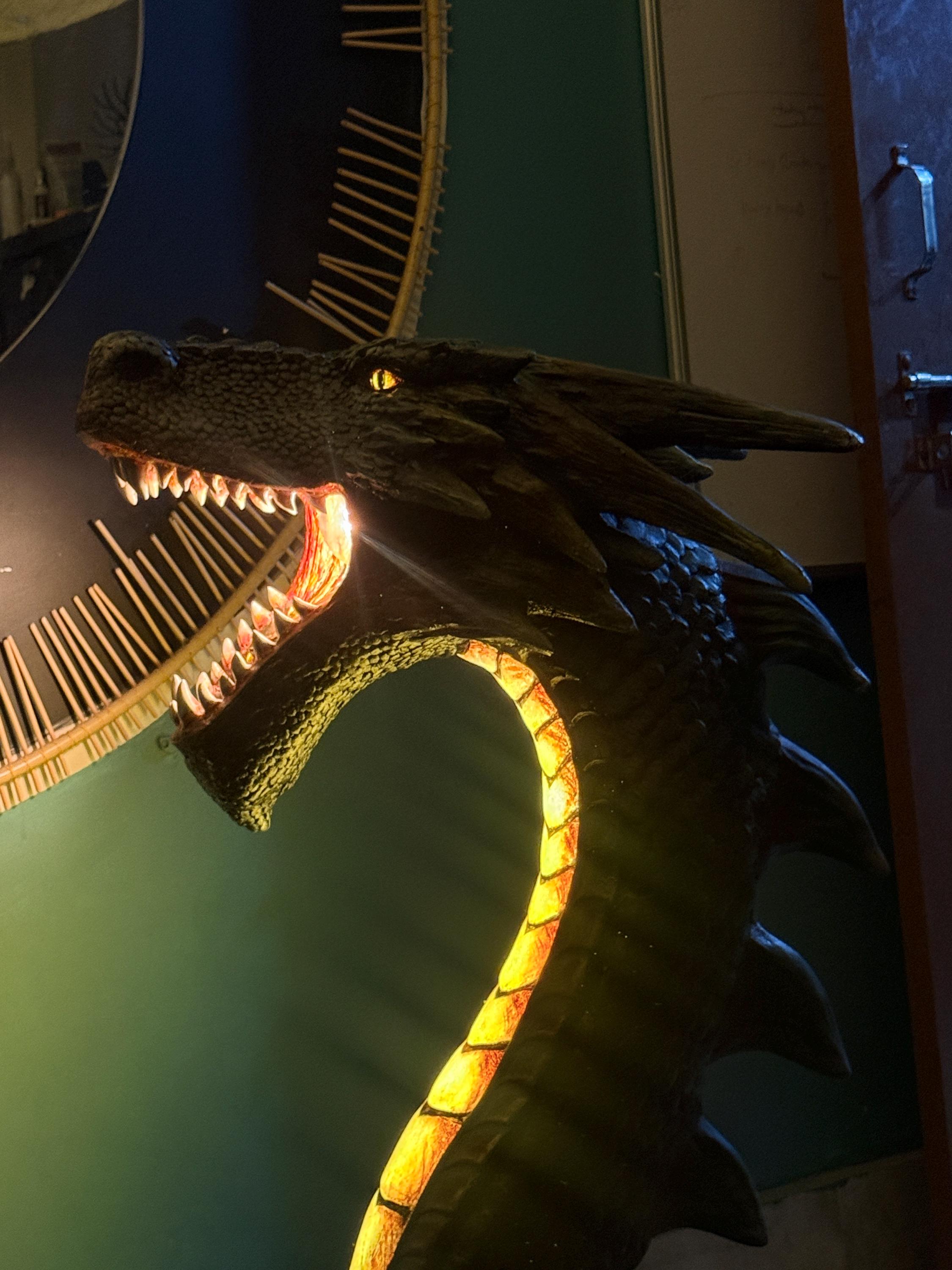 🐉 Gothic Fire-Breathing Dragon Sculpture Floor Lamp | Medieval Style Resin Ambient Light