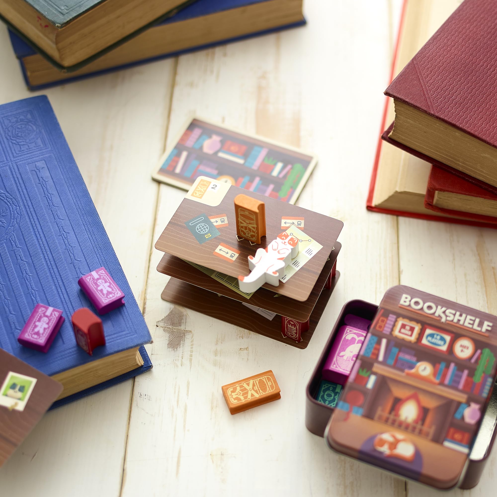 📚 Portable Tin Box Bookshelf Balance Cooperative Board Game | Pocket Travel Party Tabletop Game