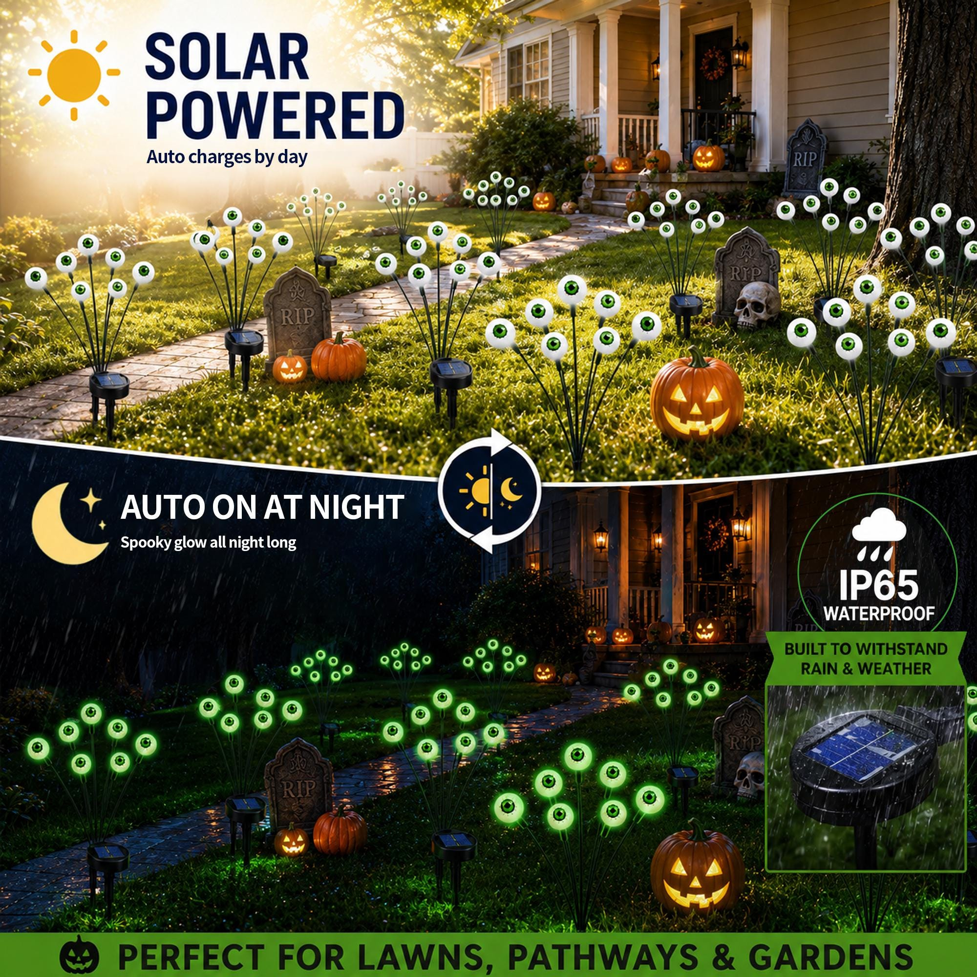 👁️ Halloween Solar Eyeball Garden Stake Lights
