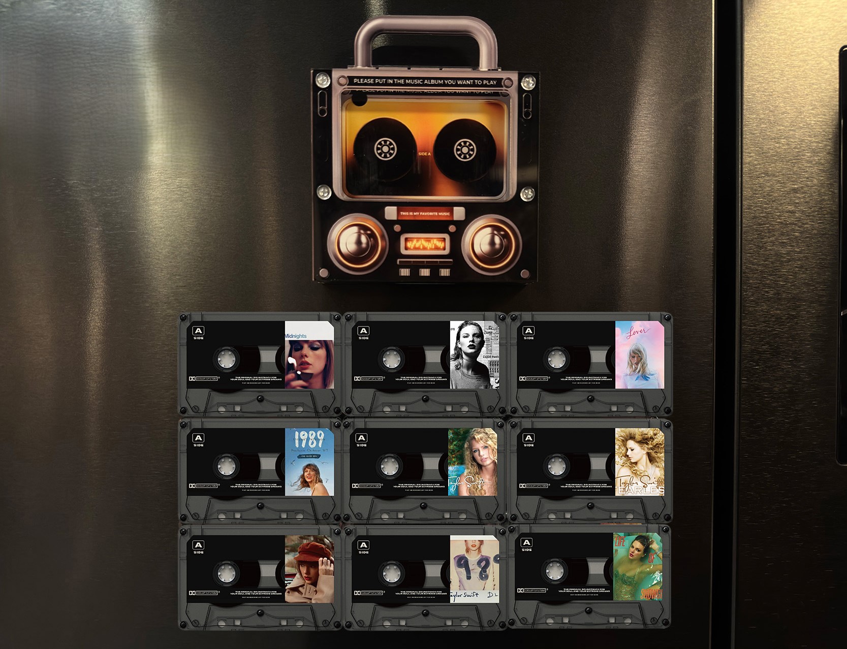 🎶 Retro Cassette NFC Music Player Box | Custom Michael Jackson Album Magnetic Fridge Stickers Set