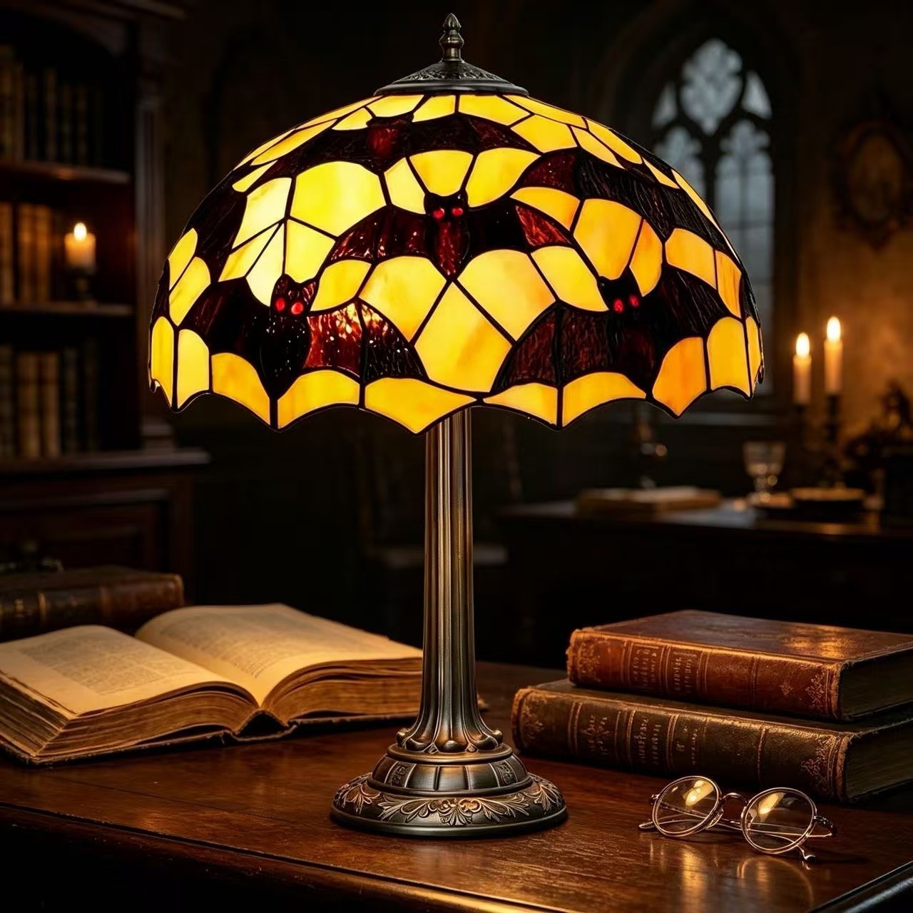 🐈‍⬛ Stained Glass Black Cat Halloween Table Lamp