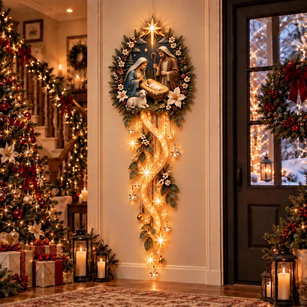 ⏳ Last Day 49% OFF – ✝️ Nativity Starfall Wall Light | Warm Golden Bethlehem Glow for Christmas Walls & Faith-Filled Homes ⭐