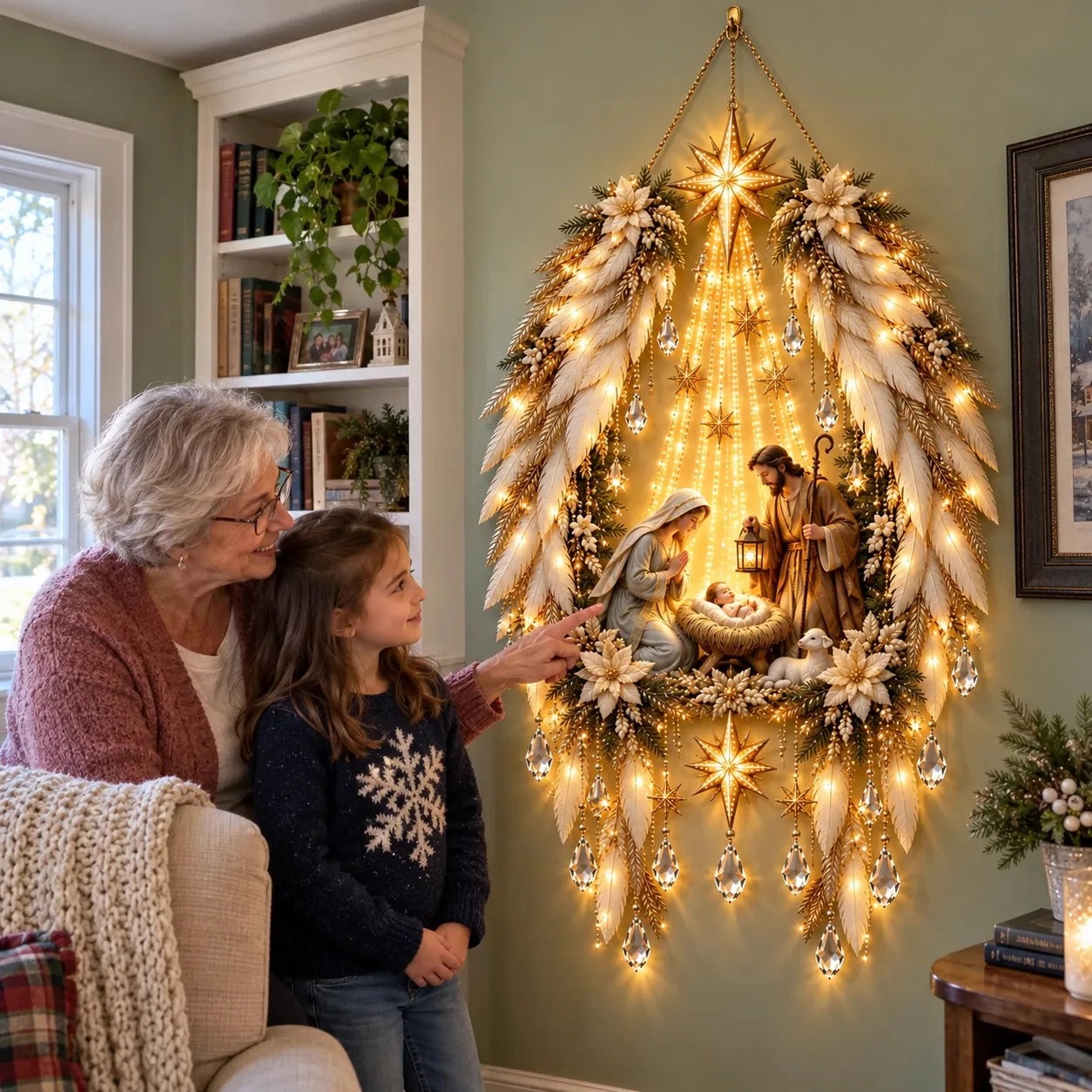 ✨👼 3D Heavenly Angel Wings Nativity Light✨ – Lighted Christmas Wall Decor ✈️