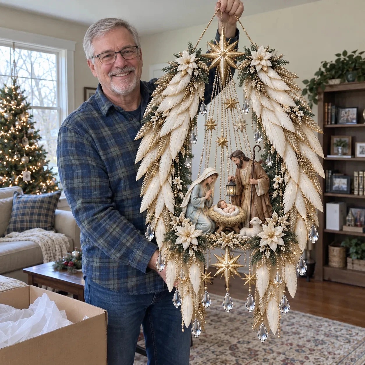 ✨👼 3D Heavenly Angel Wings Nativity Light✨ – Lighted Christmas Wall Decor ✈️
