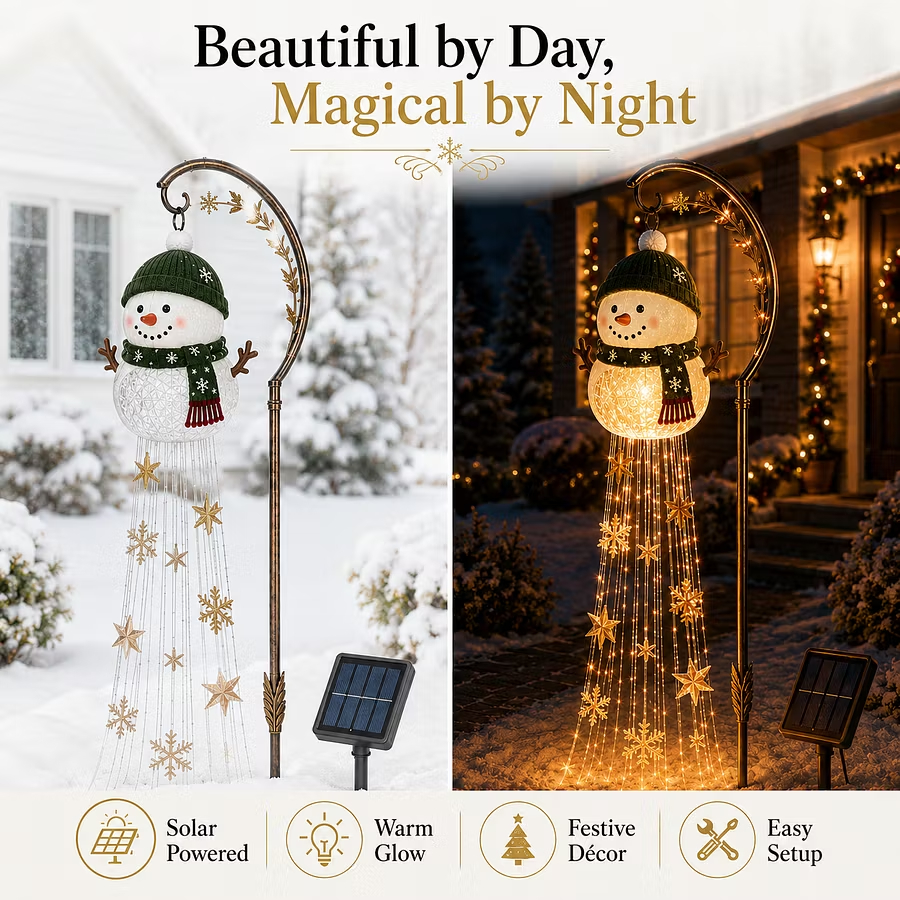 ☃️ Snowman Solar Garden Light