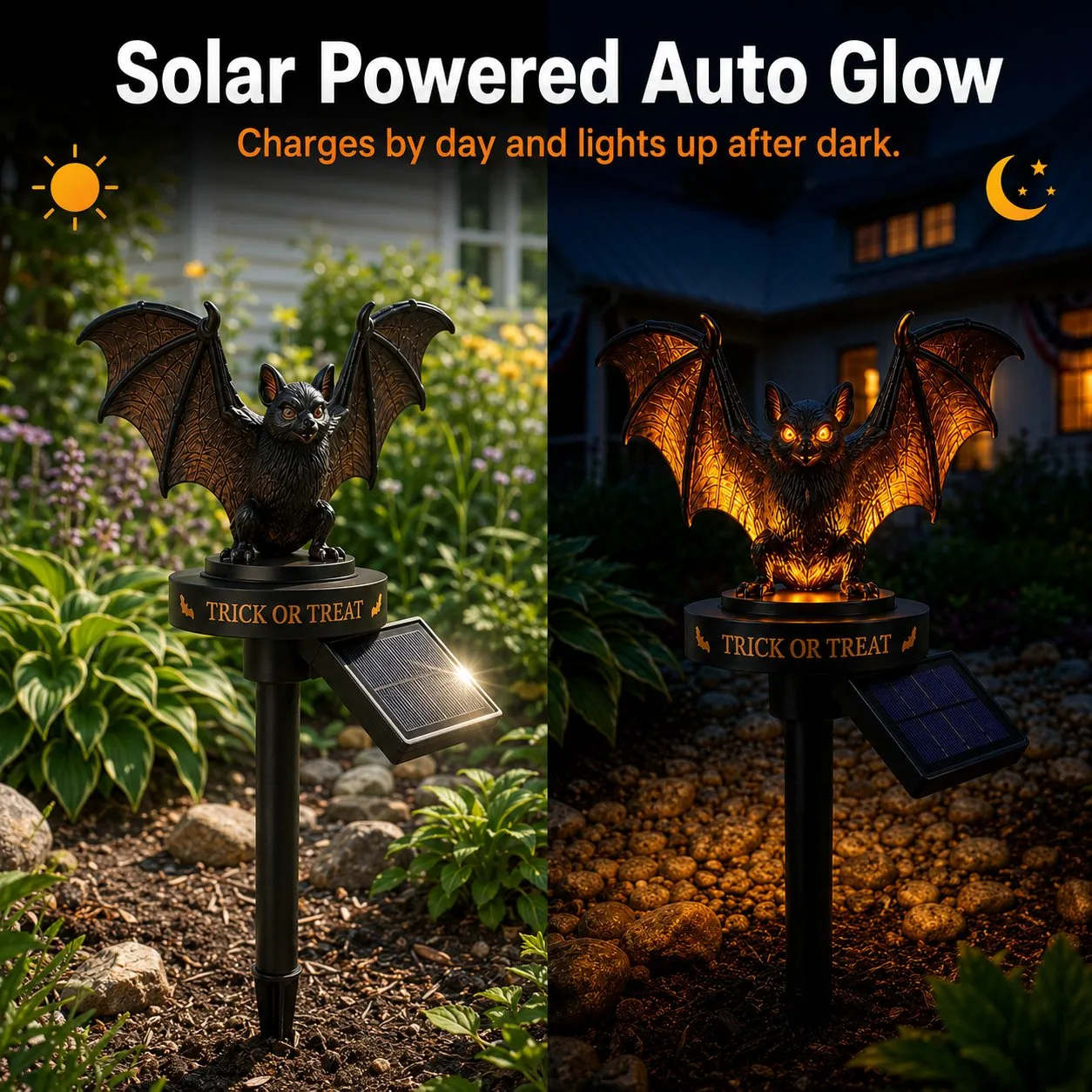 🔥 Solar Halloween Bat Garden Stake Light 🦇