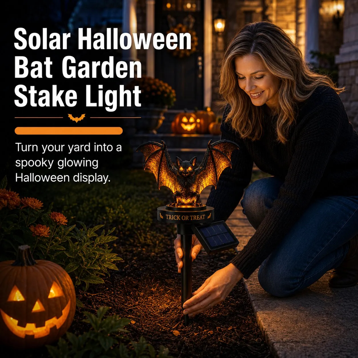 🔥 Solar Halloween Bat Garden Stake Light 🦇