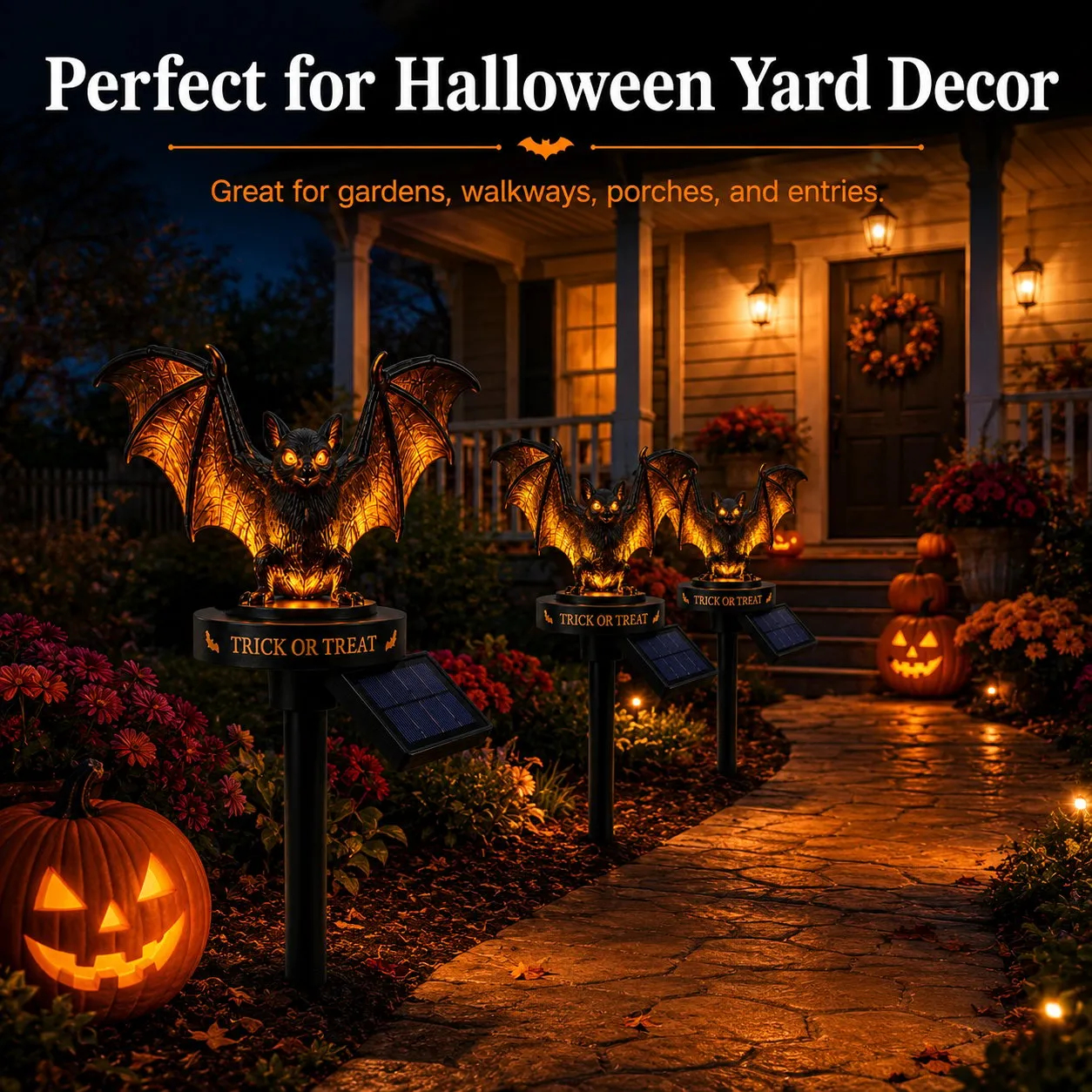 🔥 Solar Halloween Bat Garden Stake Light 🦇