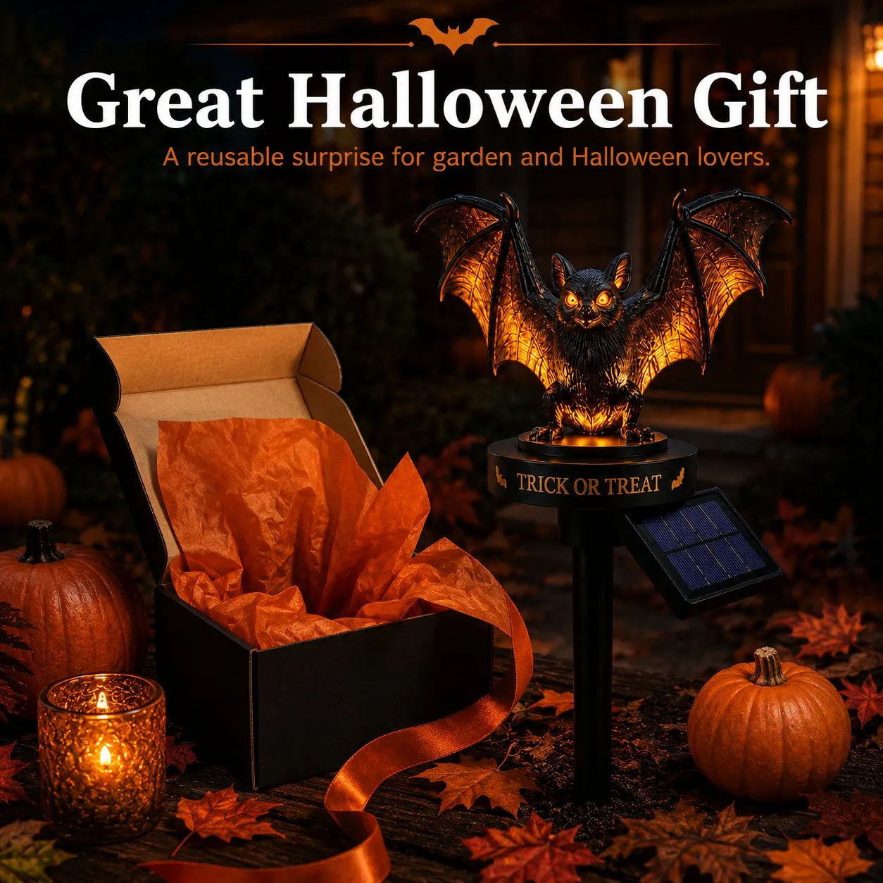 🔥 Solar Halloween Bat Garden Stake Light 🦇