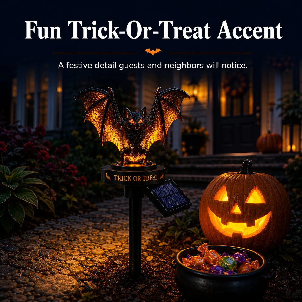 🔥 Solar Halloween Bat Garden Stake Light 🦇