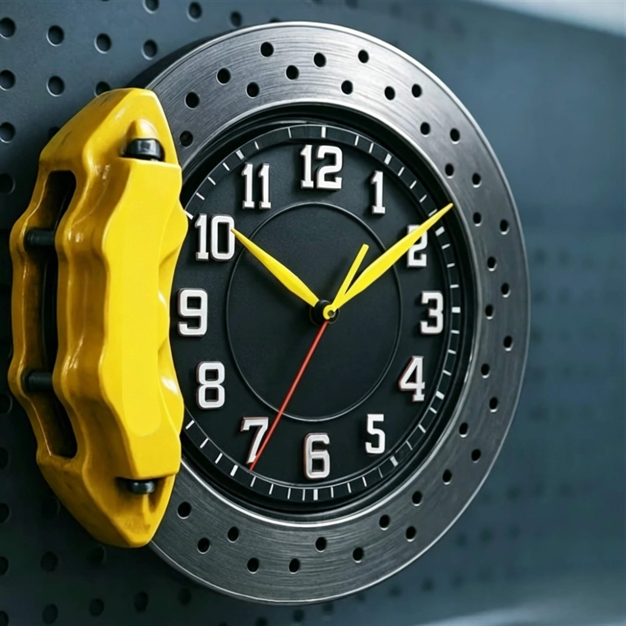 🏁 Racing Brake Disc & Caliper Wall Clock | Gearhead Automotive Themed Decor Timepiece