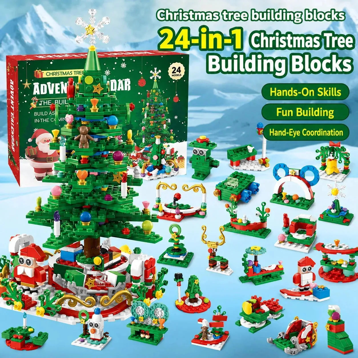 24-Day Christmas Countdown Building Block Set detail view