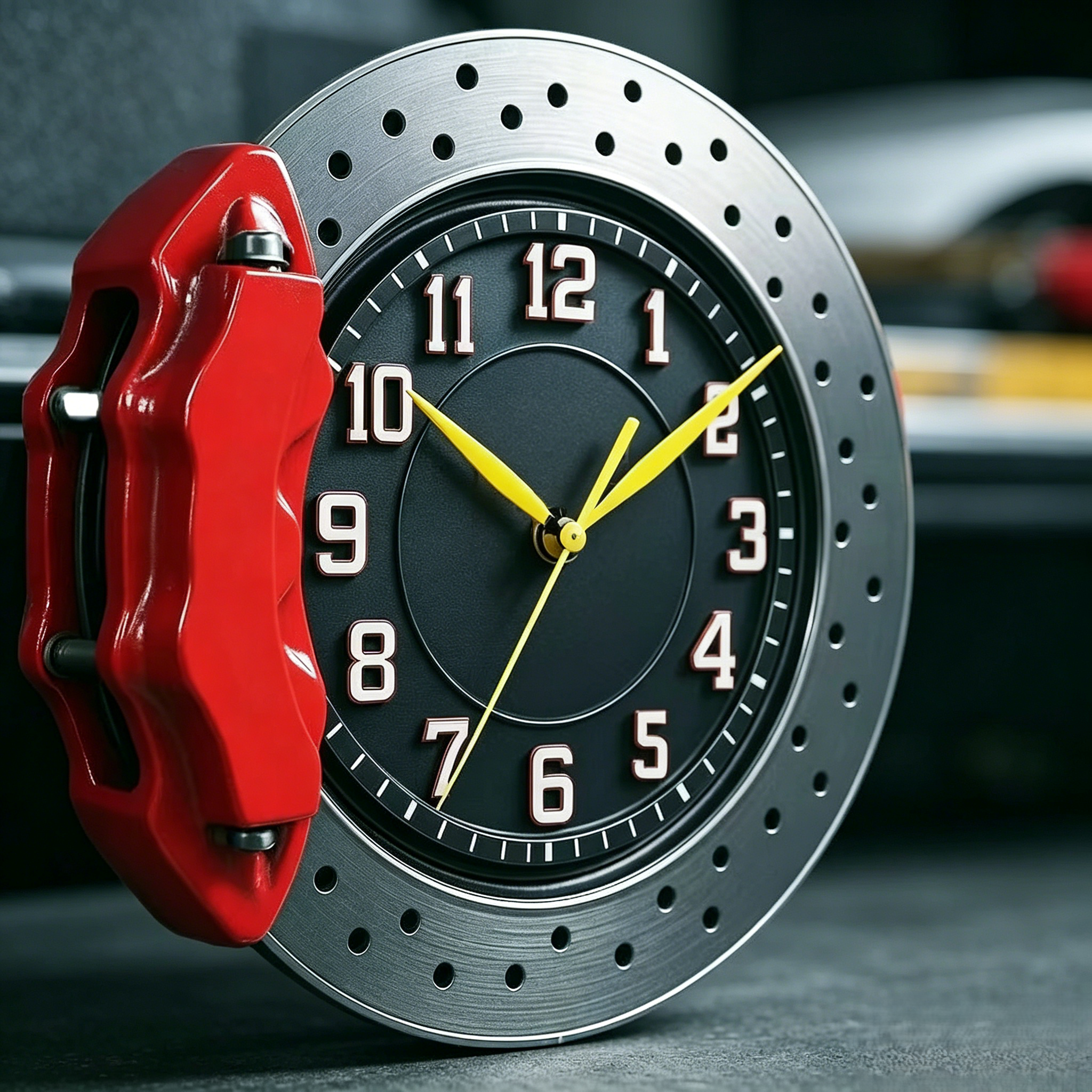 🏁 Racing Brake Disc & Caliper Wall Clock | Gearhead Automotive Themed Decor Timepiece