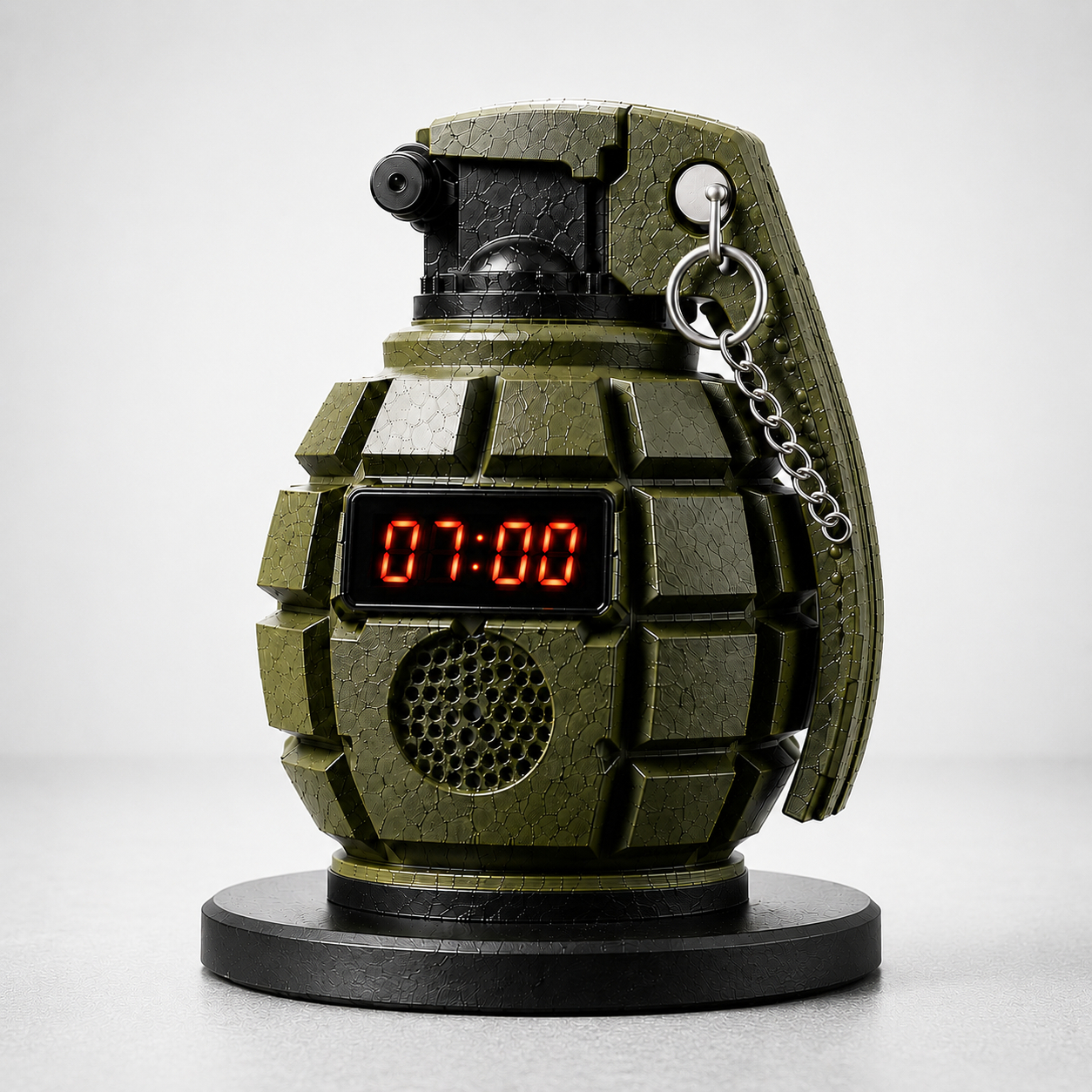 💣 Tactical Grenade Shaped Rechargeable Alarm Clock | Heavy-Duty Non-Snooze Wake-Up Desk Decor