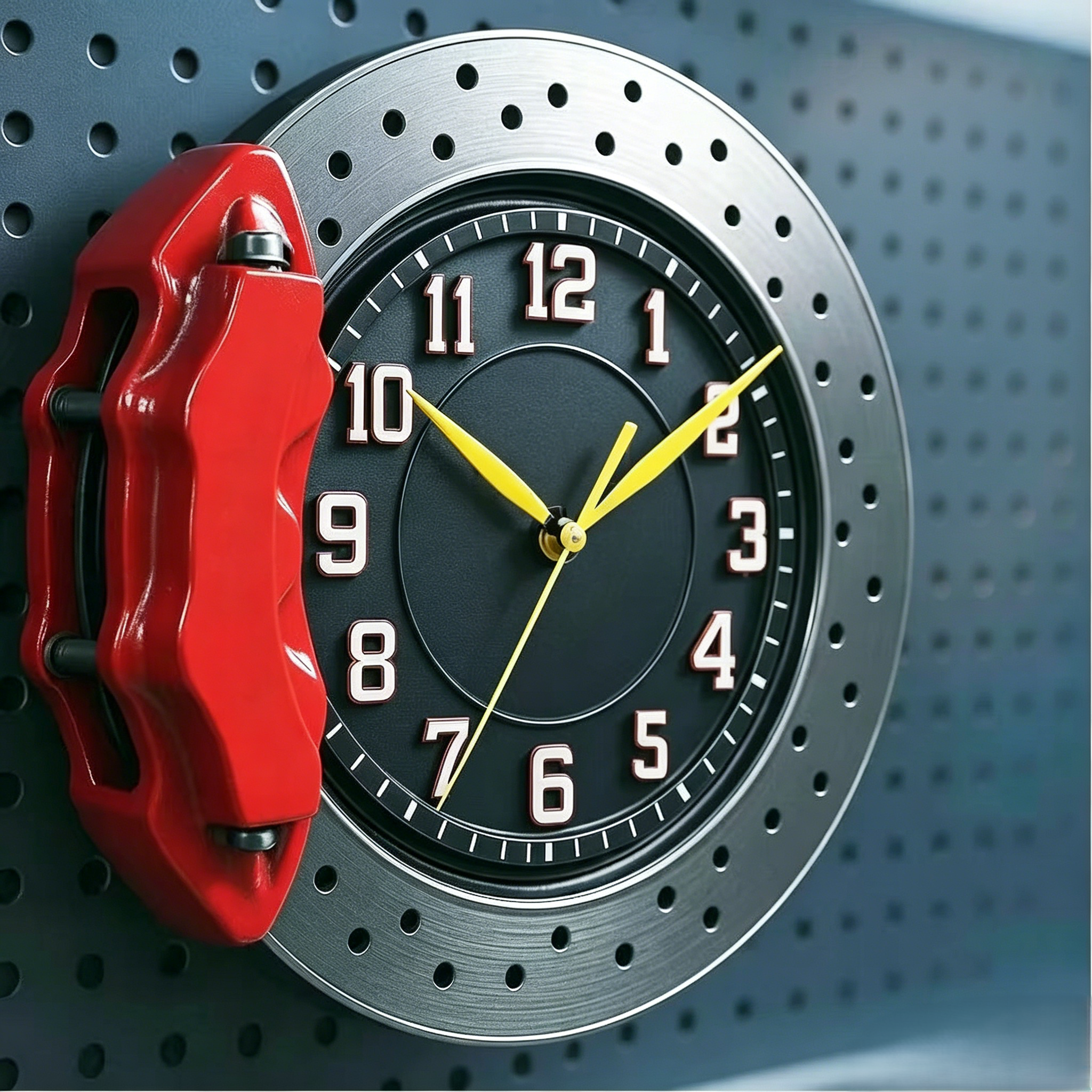 🏁 Racing Brake Disc & Caliper Wall Clock | Gearhead Automotive Themed Decor Timepiece