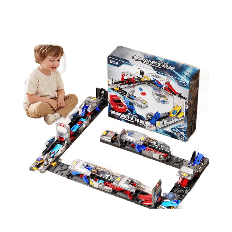 🚗 Modular Eject Race Track Transformable Car Playset | Kids Mechanical Launch Vehicle Toy