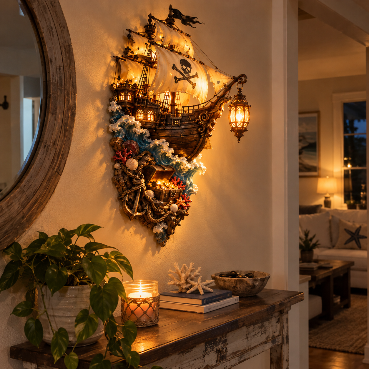 ⛵Ghost Ship Lantern &ndash; Light-Up Nautical Wall Decor