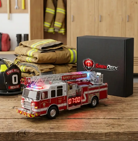 🚒 Die-Cast Fire Truck Multi-Function Alarm Clock With Mist Diffuser & Emergency Light Siren