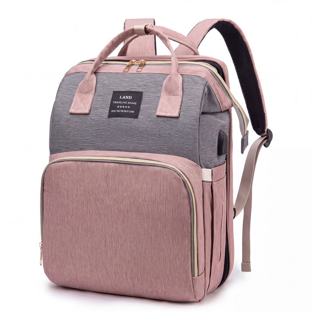 👶 3-in-1 Convertible Diaper Bag Backpack with Travel Bassinet