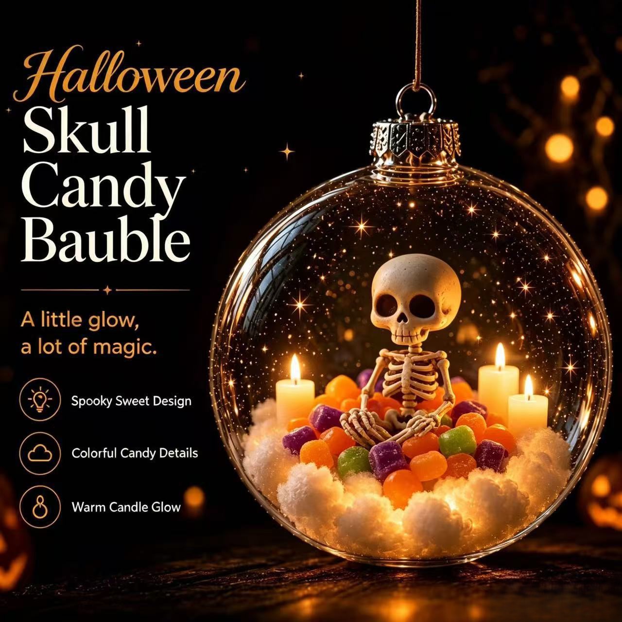 🎃 Halloween LED Transparent Bauble Hanging Ornaments Set