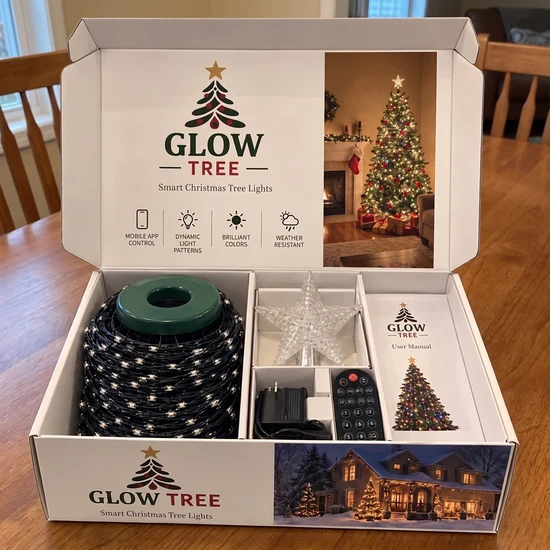 Complete smart Christmas tree light gift box with star topper and remote