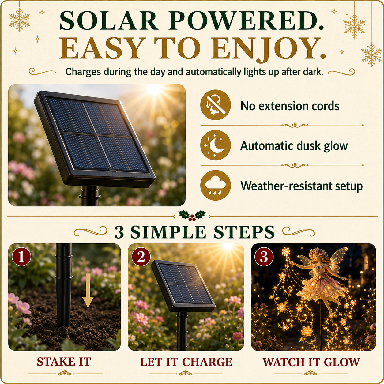 Flower Fairy Solar Garden Light gift for garden lovers