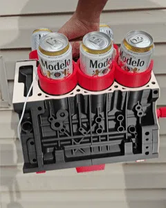 🏎️ V8 Engine Block Rotating Beer Caddy | 6-Can Crank Style Portable Beverage Storage Holder