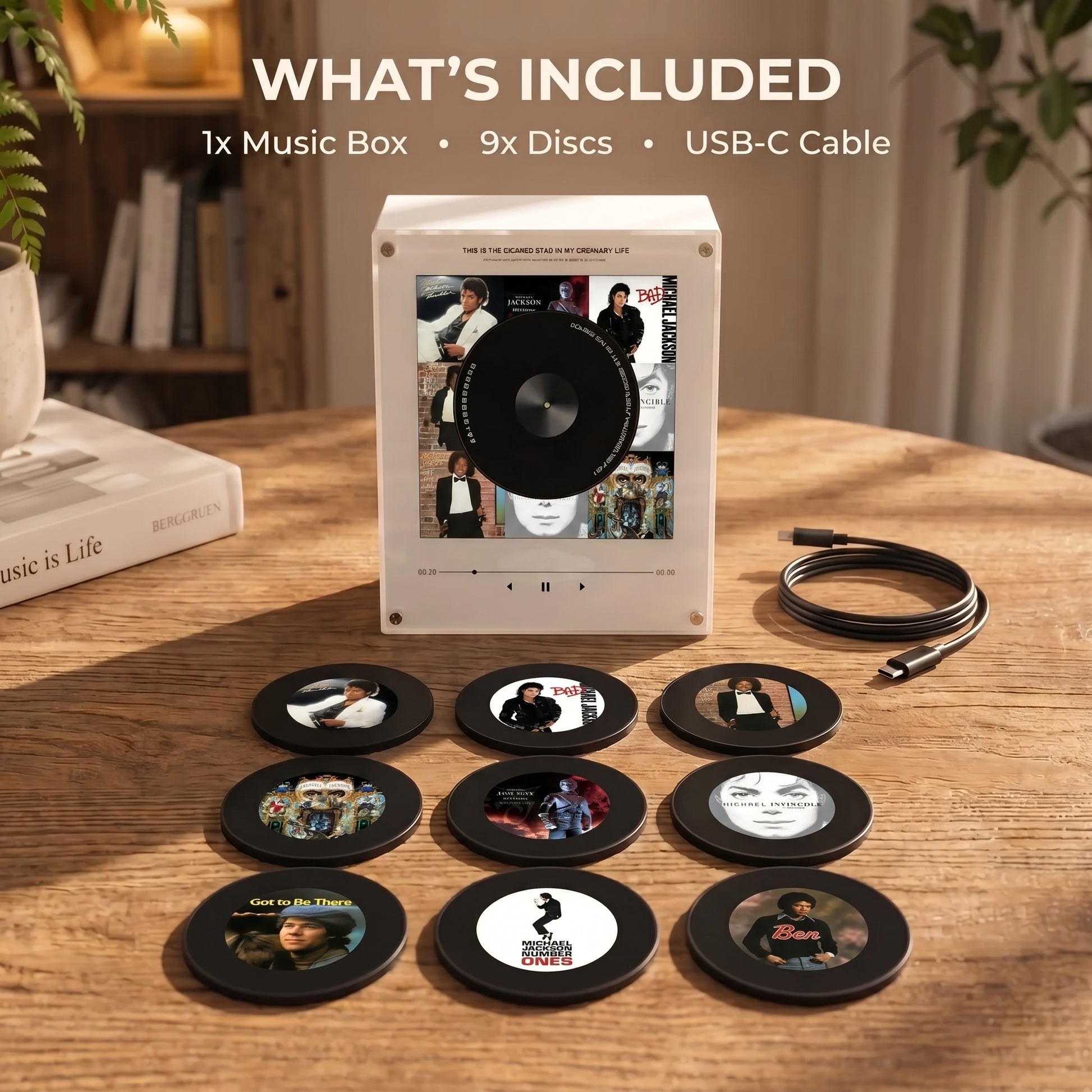 🎤🎶 Retro Cassette NFC Music Player Box | Custom Michael Jackson Album Magnetic Fridge Stickers Set