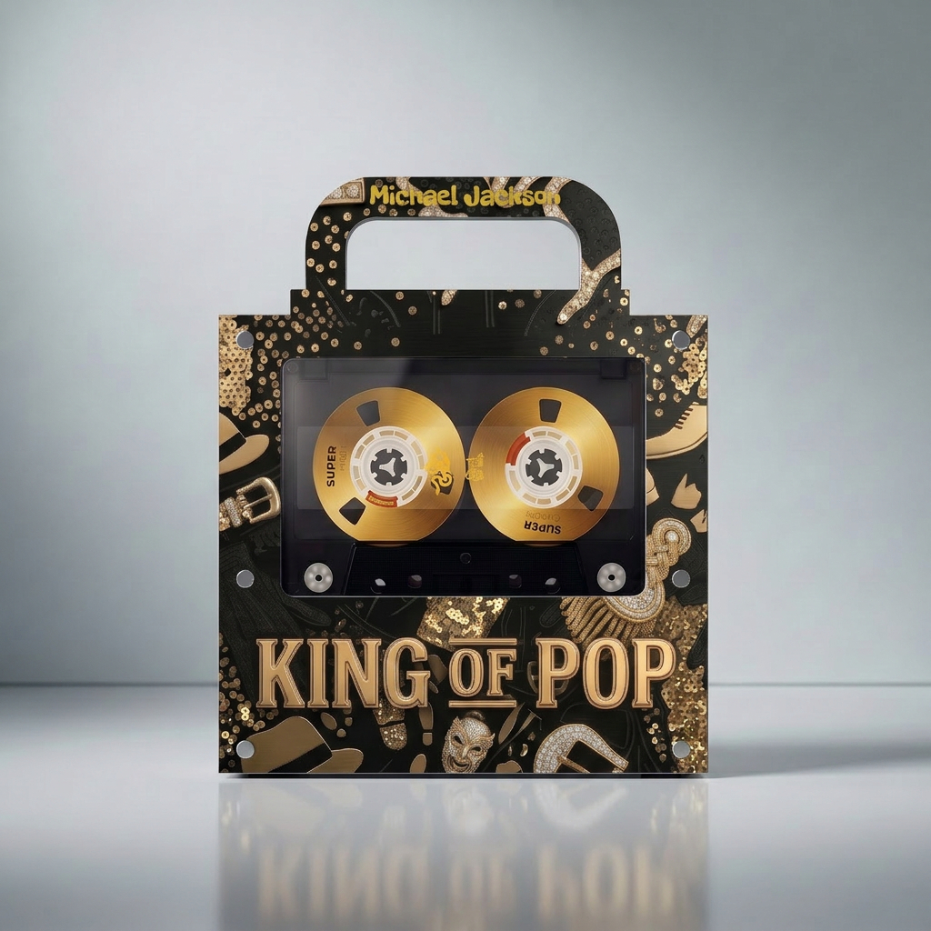🎶 Retro Cassette NFC Music Player Box | Custom Michael Jackson Album Magnetic Fridge Stickers Set