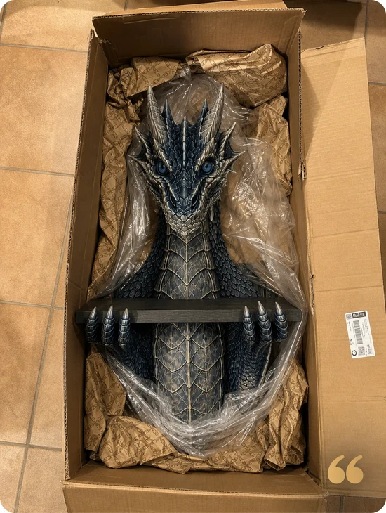 🐉 Ancient Dragon Wall-Mounted Display Shelf | LED Glow Eyes Edition