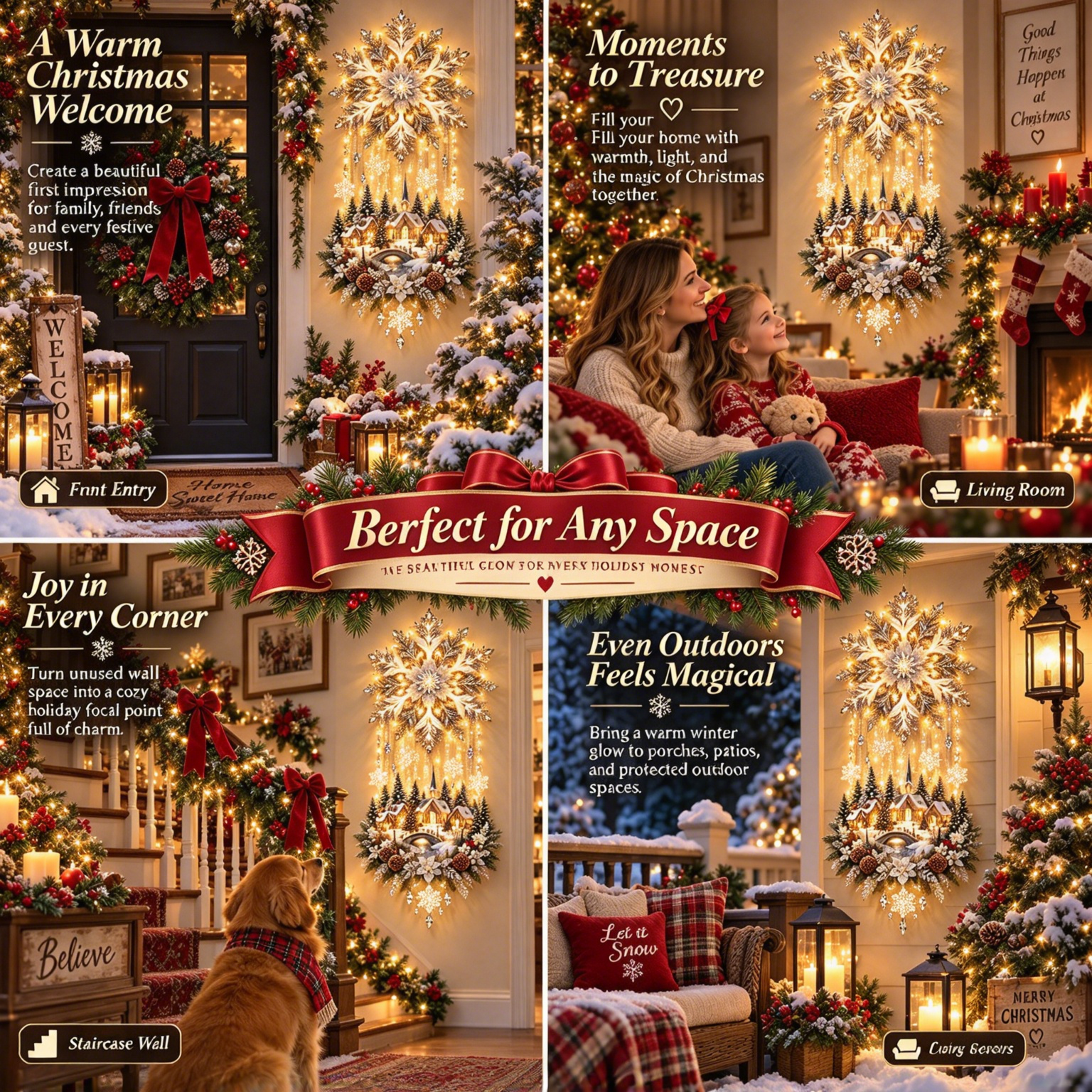 ❄️ Snowflake Winter Village Christmas Wall Light