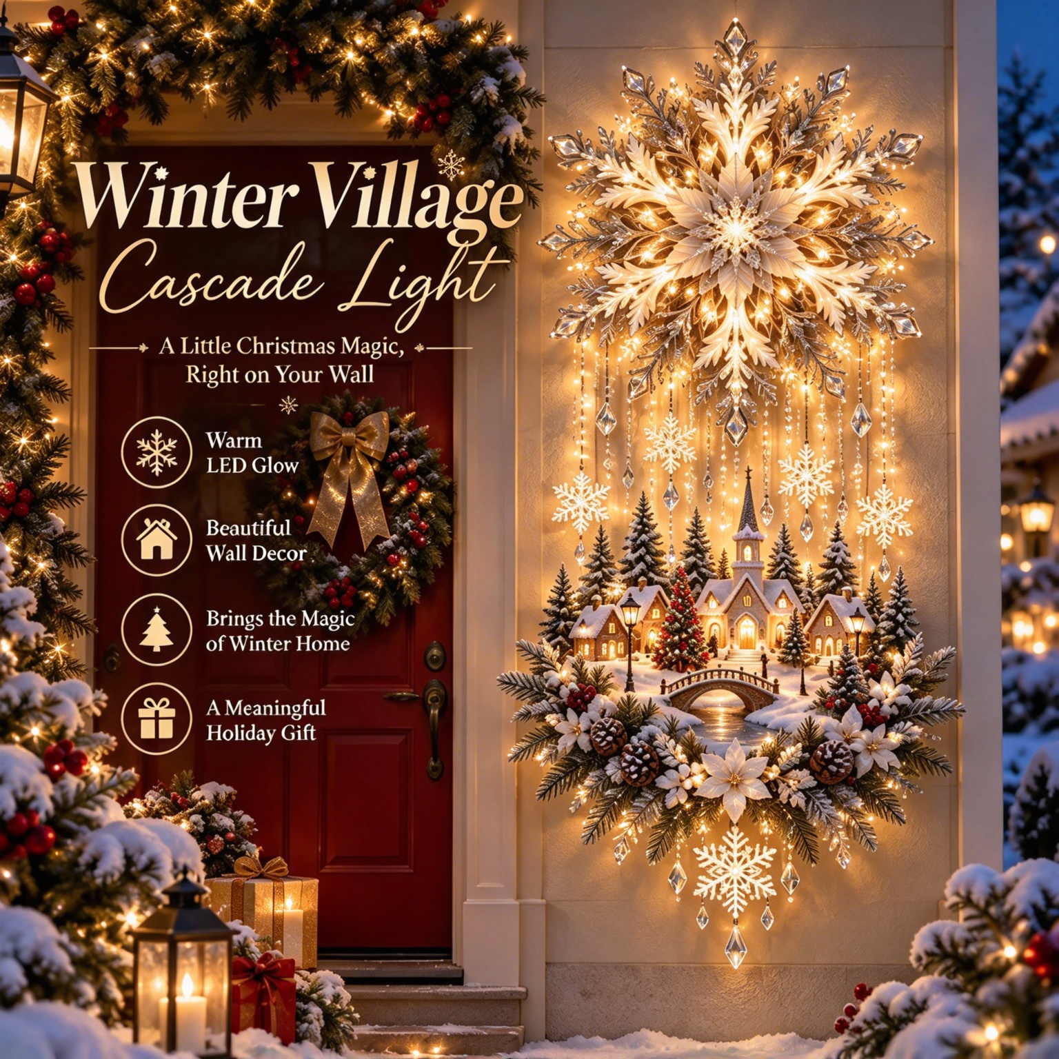 ❄️ Snowflake Winter Village Christmas Wall Light