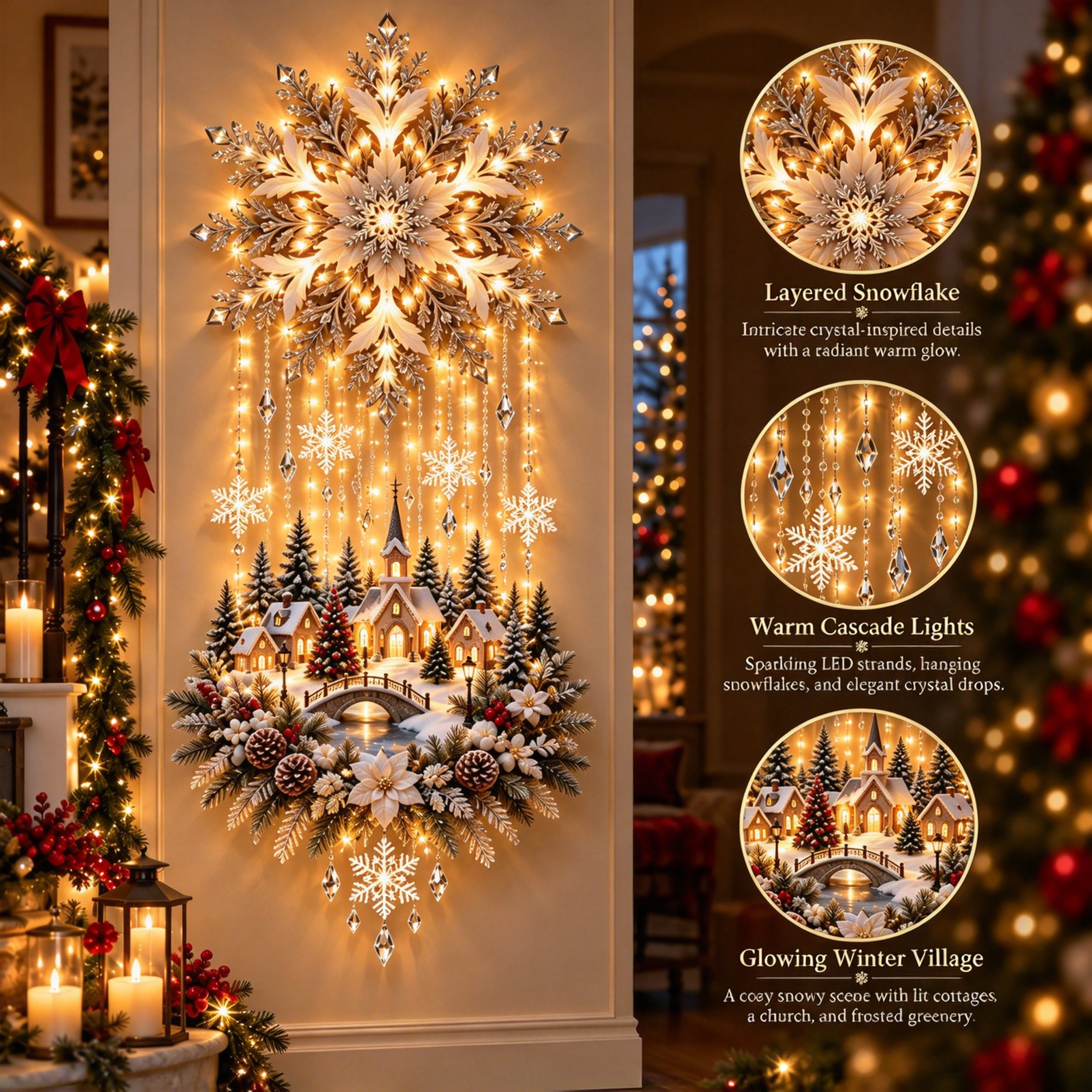 ❄️ Snowflake Winter Village Christmas Wall Light