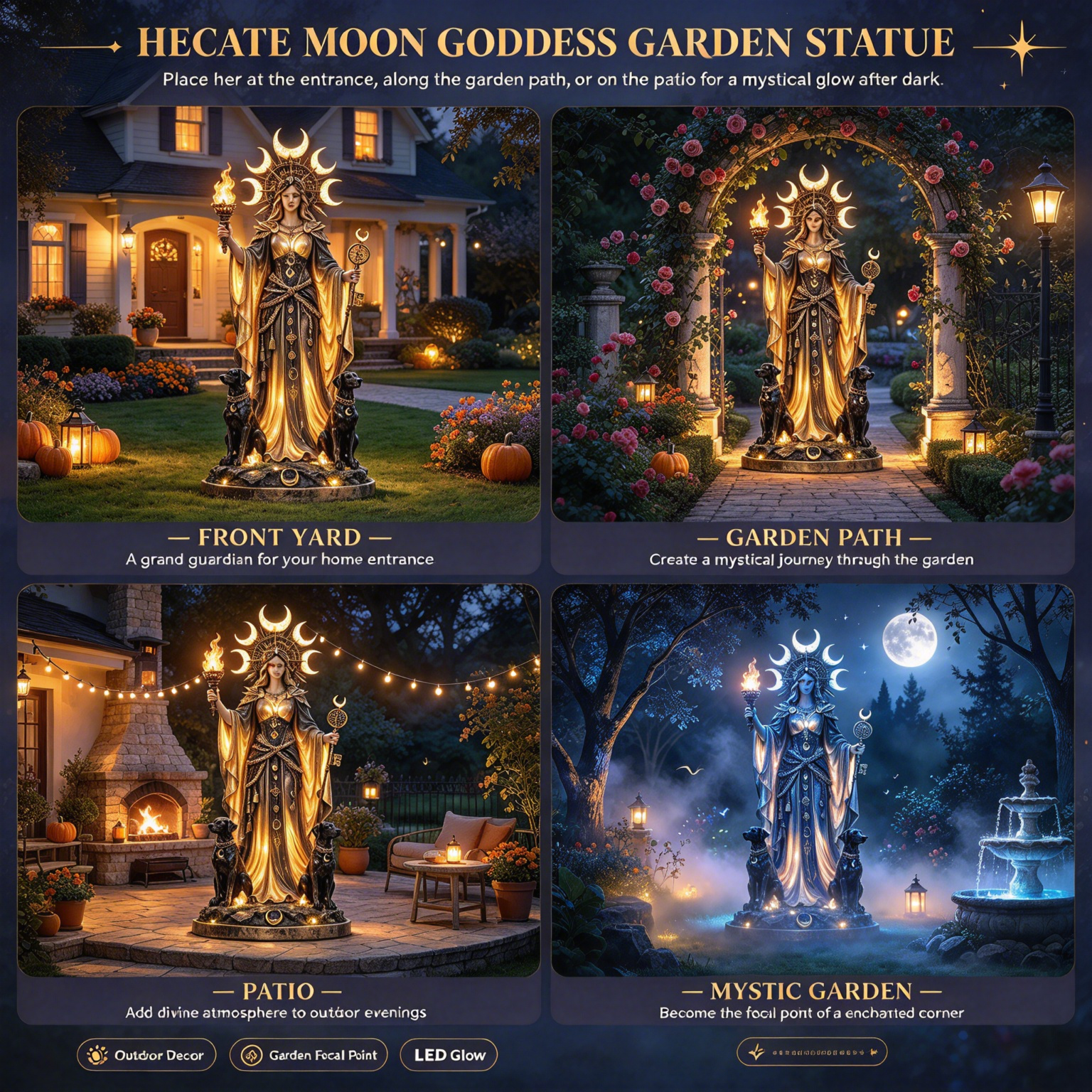 ✨ Hecate Moon Goddess Garden Statue