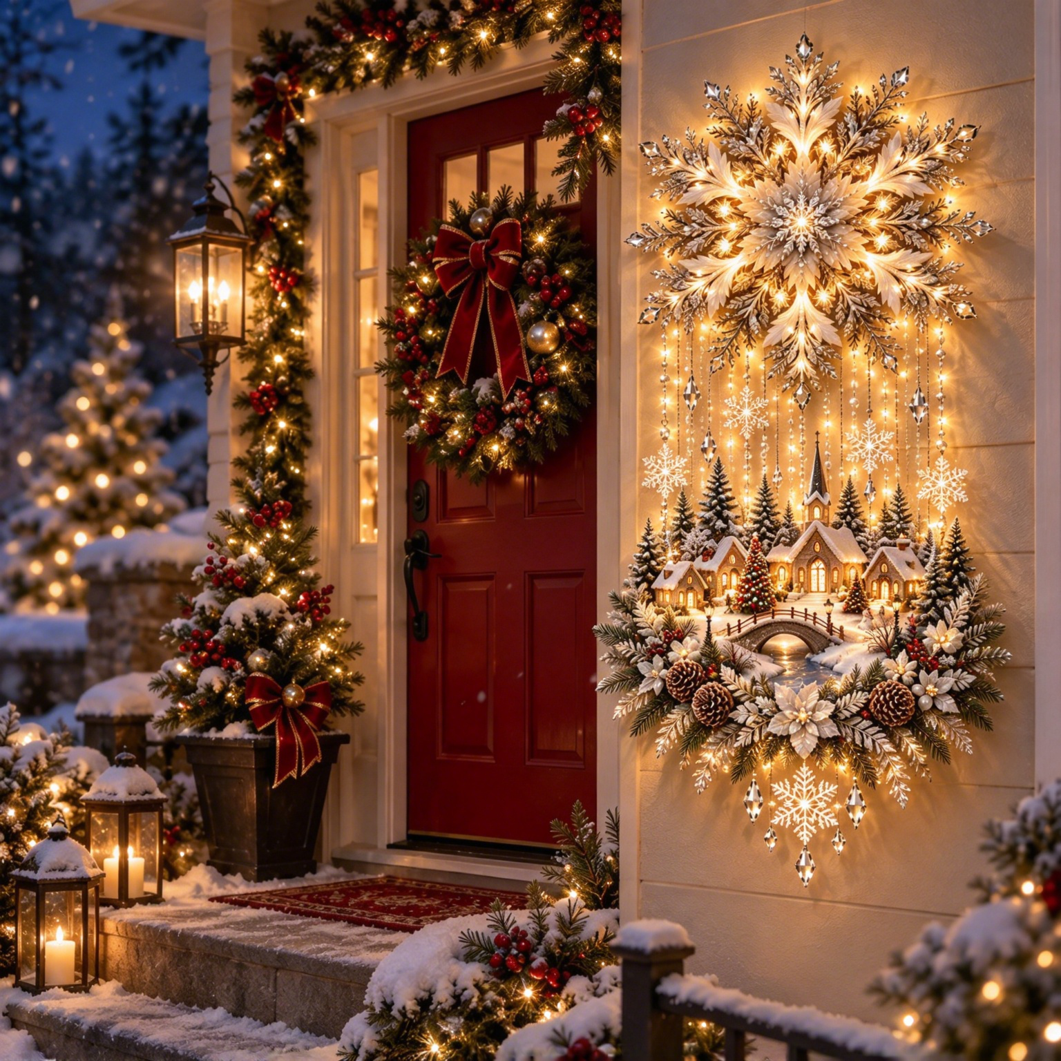 ❄️ Snowflake Winter Village Christmas Wall Light