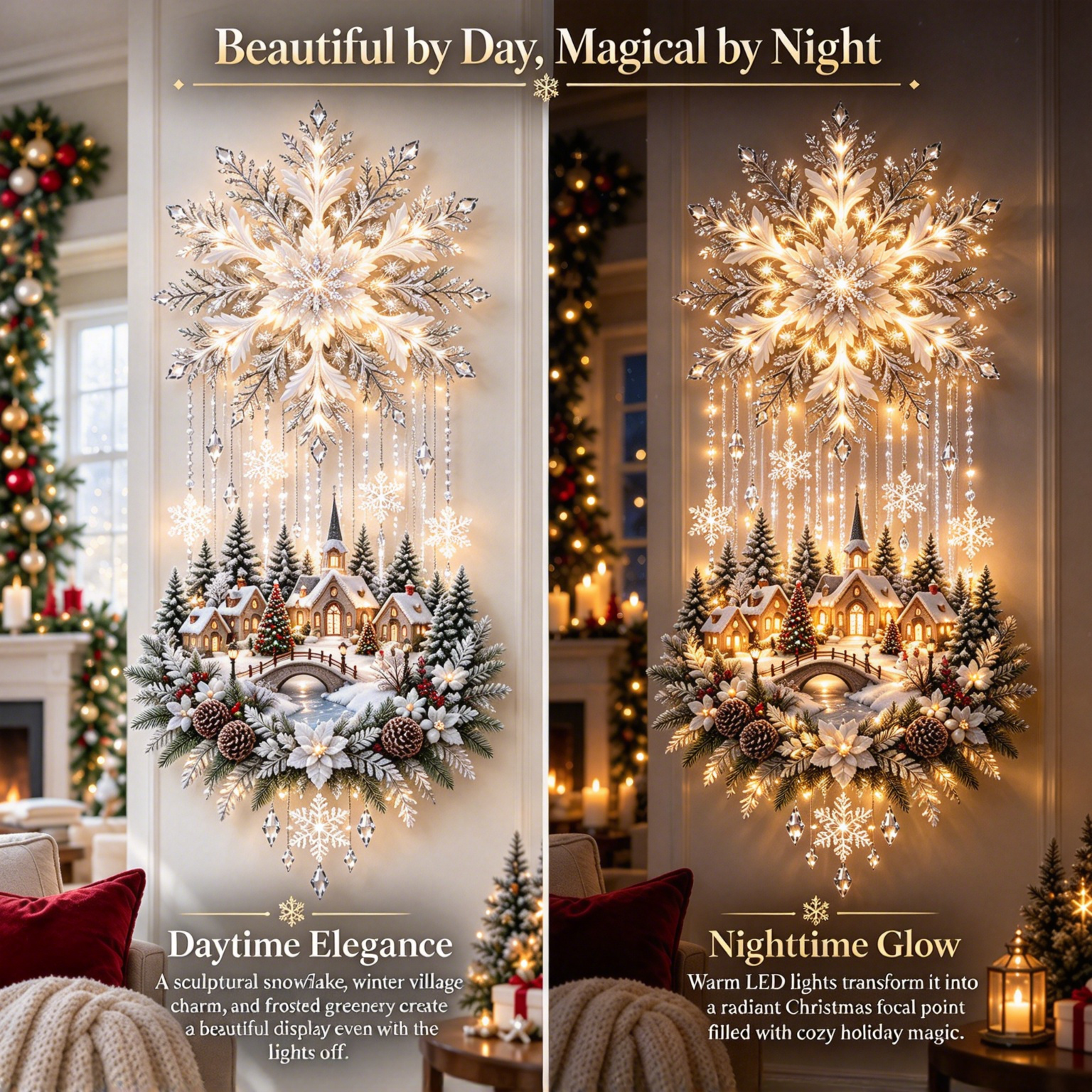 ❄️ Snowflake Winter Village Christmas Wall Light