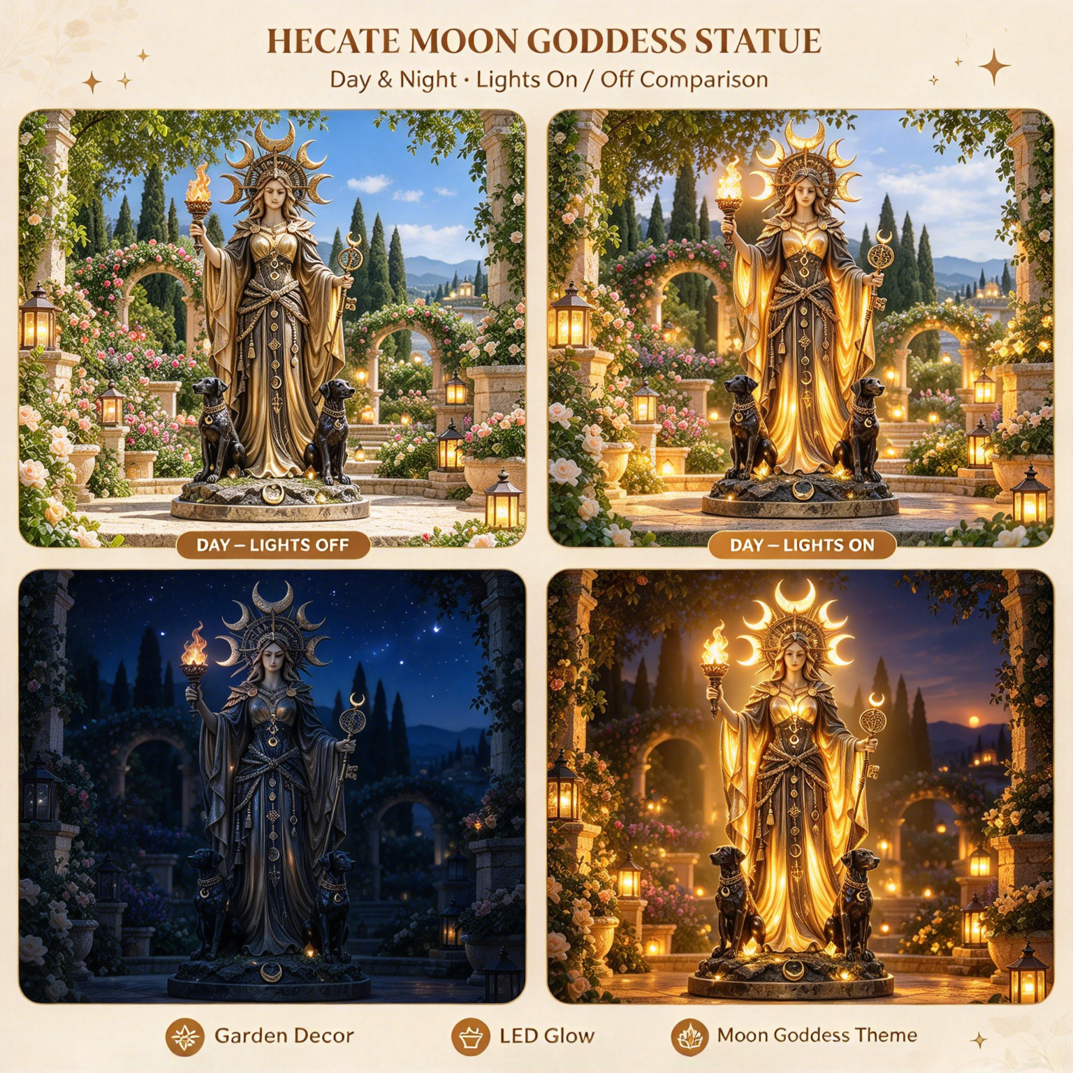 ✨ Hecate Moon Goddess Garden Statue