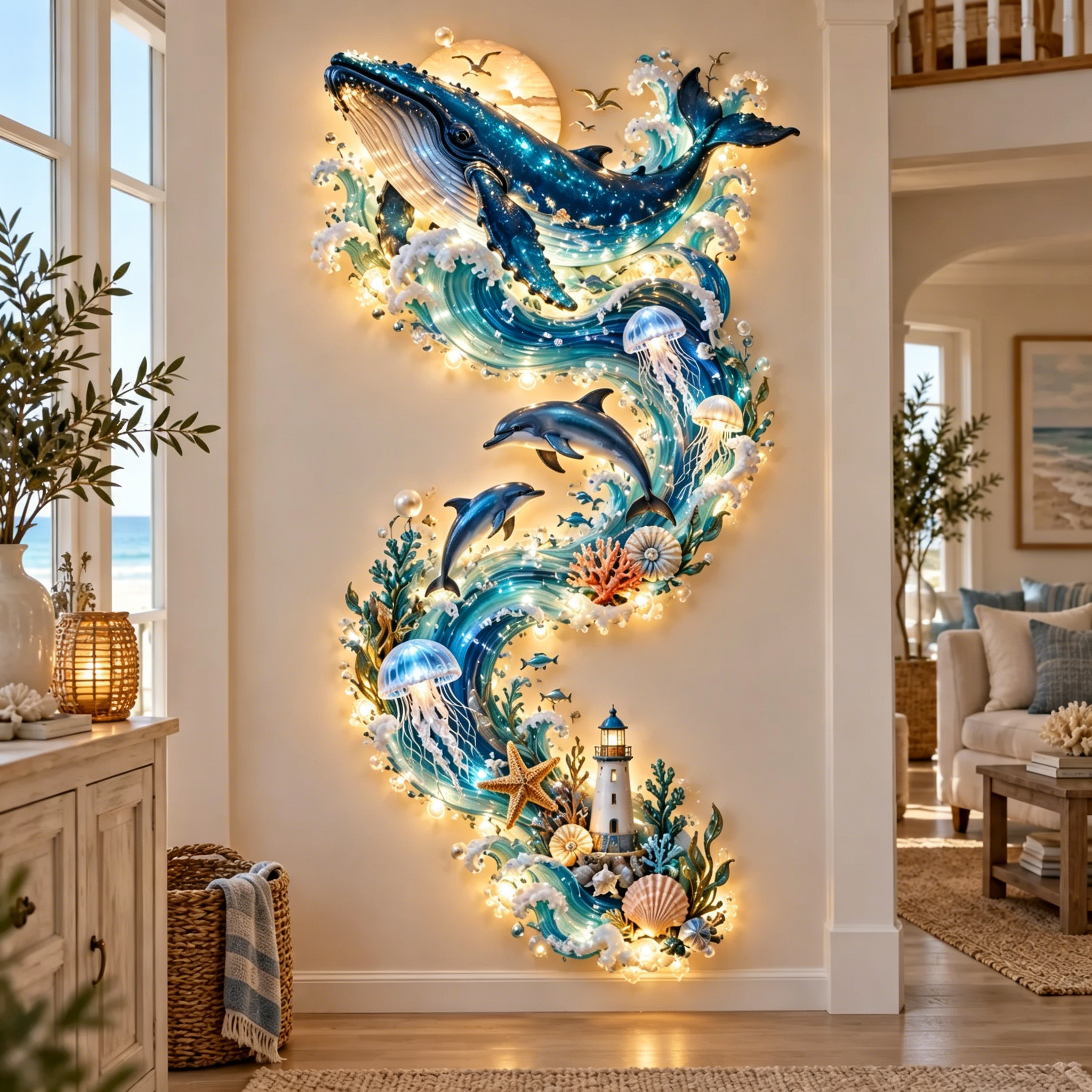 ⏰Limited Stock 50% OFF - 🌊✨ Enchanted Ocean Legends™ Lighted Wall Décor Collection 🐋🧜‍♀️