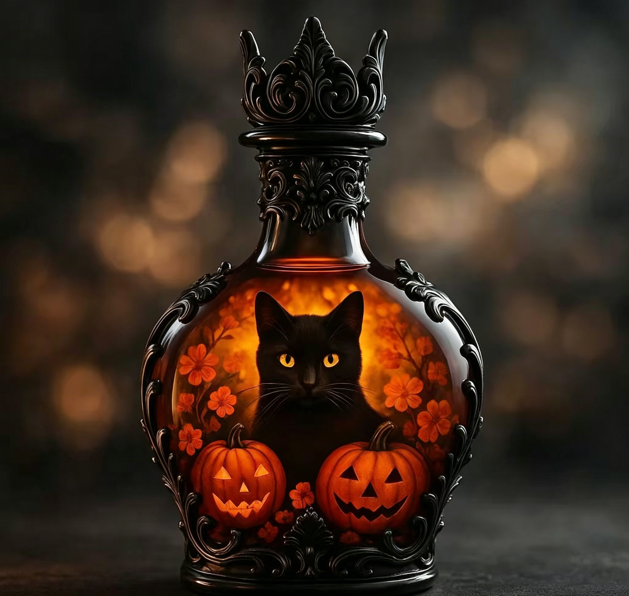 🕸️ Gothic Dark Fantasy Whisky Decanter | Raven Skull & Vampire Castle Liquor Bottle
