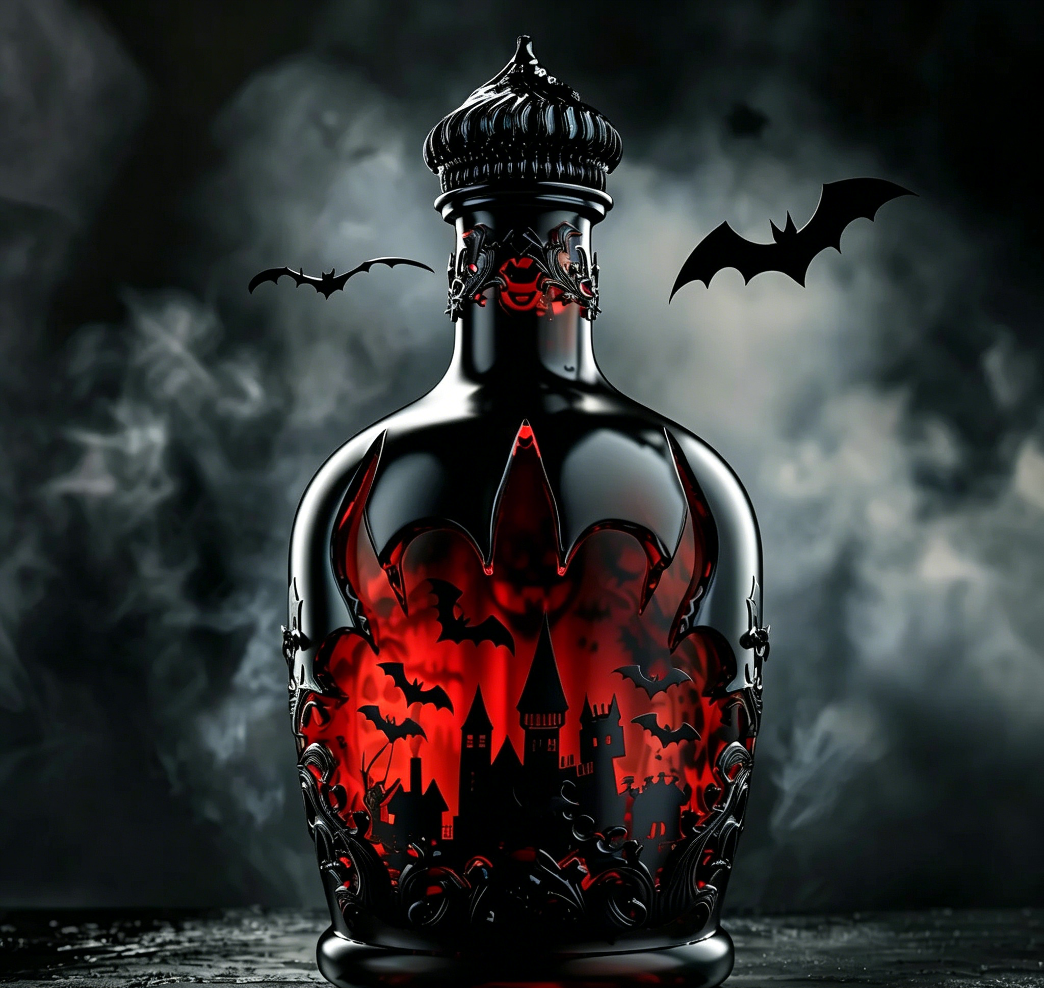🕸️ Gothic Dark Fantasy Whisky Decanter | Raven Skull & Vampire Castle Liquor Bottle