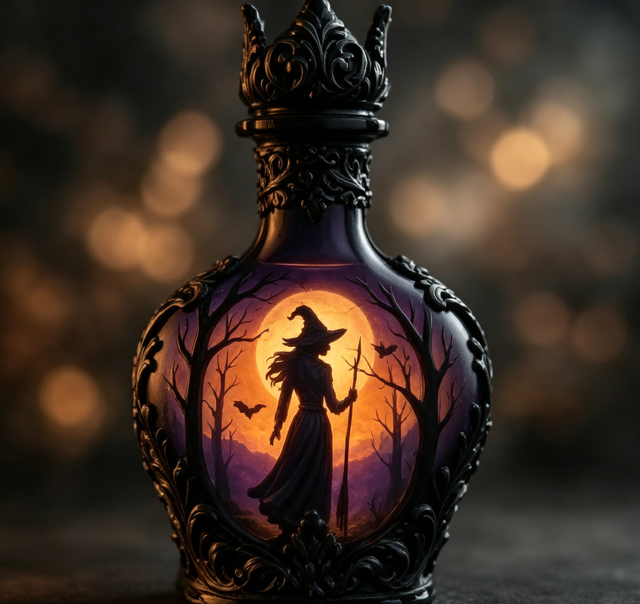 🕸️ Gothic Dark Fantasy Whisky Decanter | Raven Skull & Vampire Castle Liquor Bottle