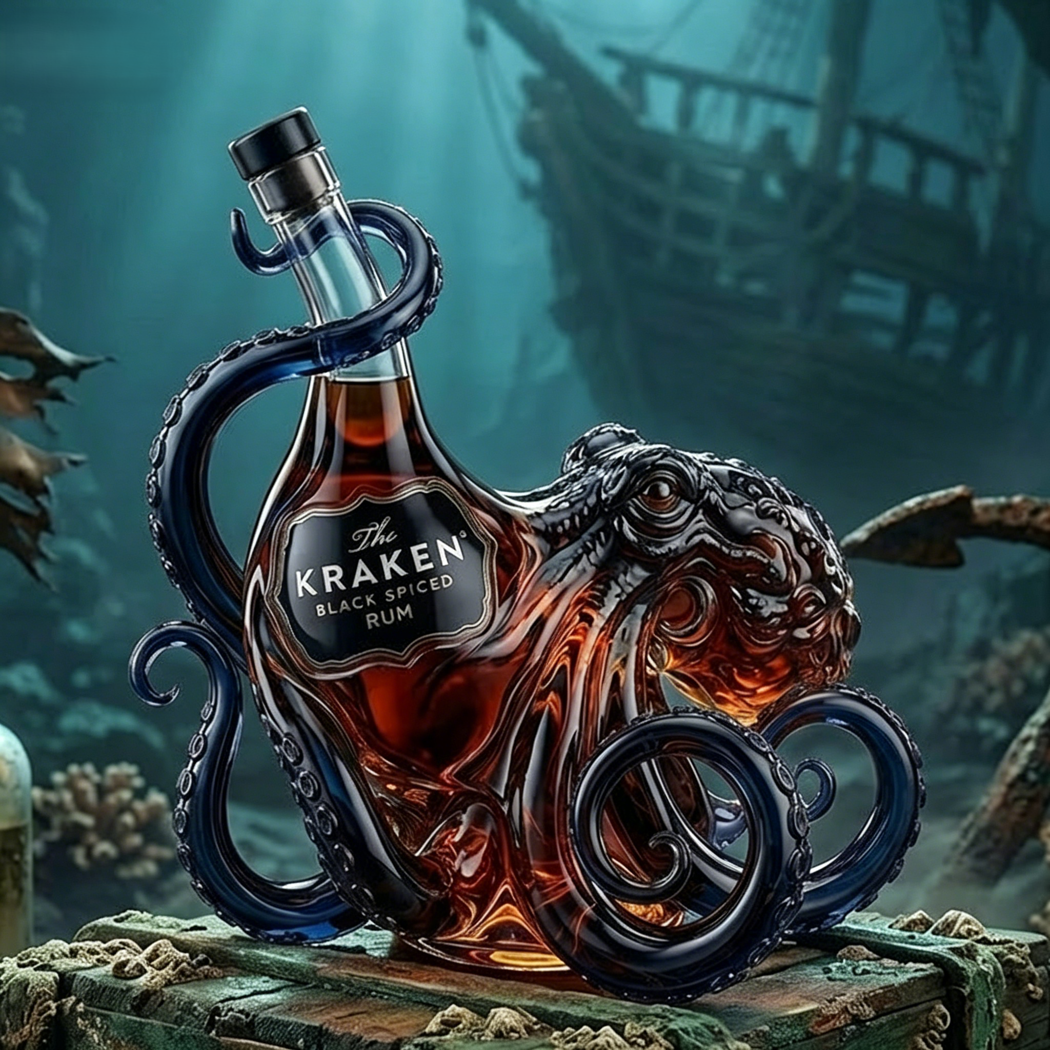 🐙 Octopus Sculpted Whiskey Decanter | Nautical Kraken Glass Liquor Bottle