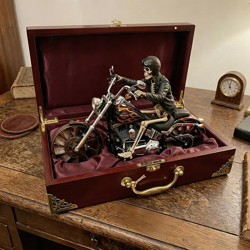 🏍️ Skeleton Biker Motorcycle Wind Spinner | Gothic Garden Whirligig