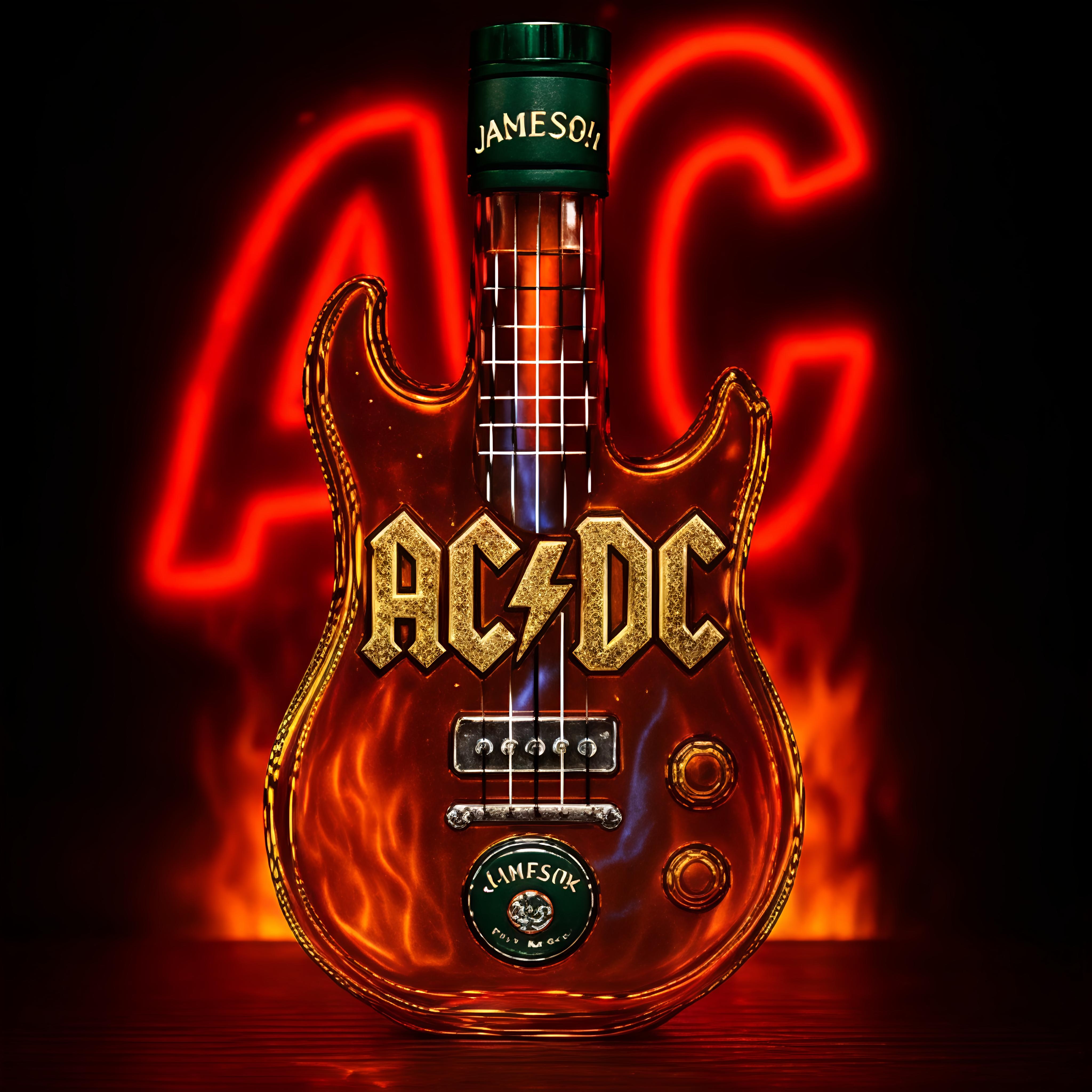 🎸 AC/DC Guitar Shaped Whiskey Decanter | Classic Rock Band Liquor Bottle
